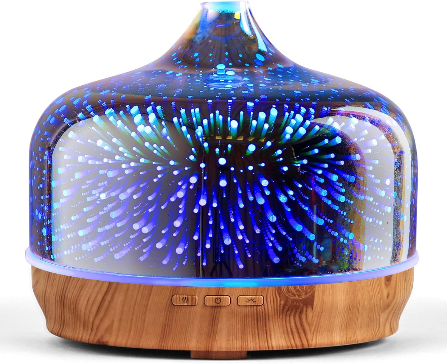 Porseme Aroma Diffuser 500ml, Handgeblasen 3D Glas Luftbefeuchter, Ultraschall Aromatherapie Öle Diffusor mit 7 farbigem LED Licht,Diffusor für Ätherische Öle Letzte 15-21 Stunden,BPA Frei für Wohnung