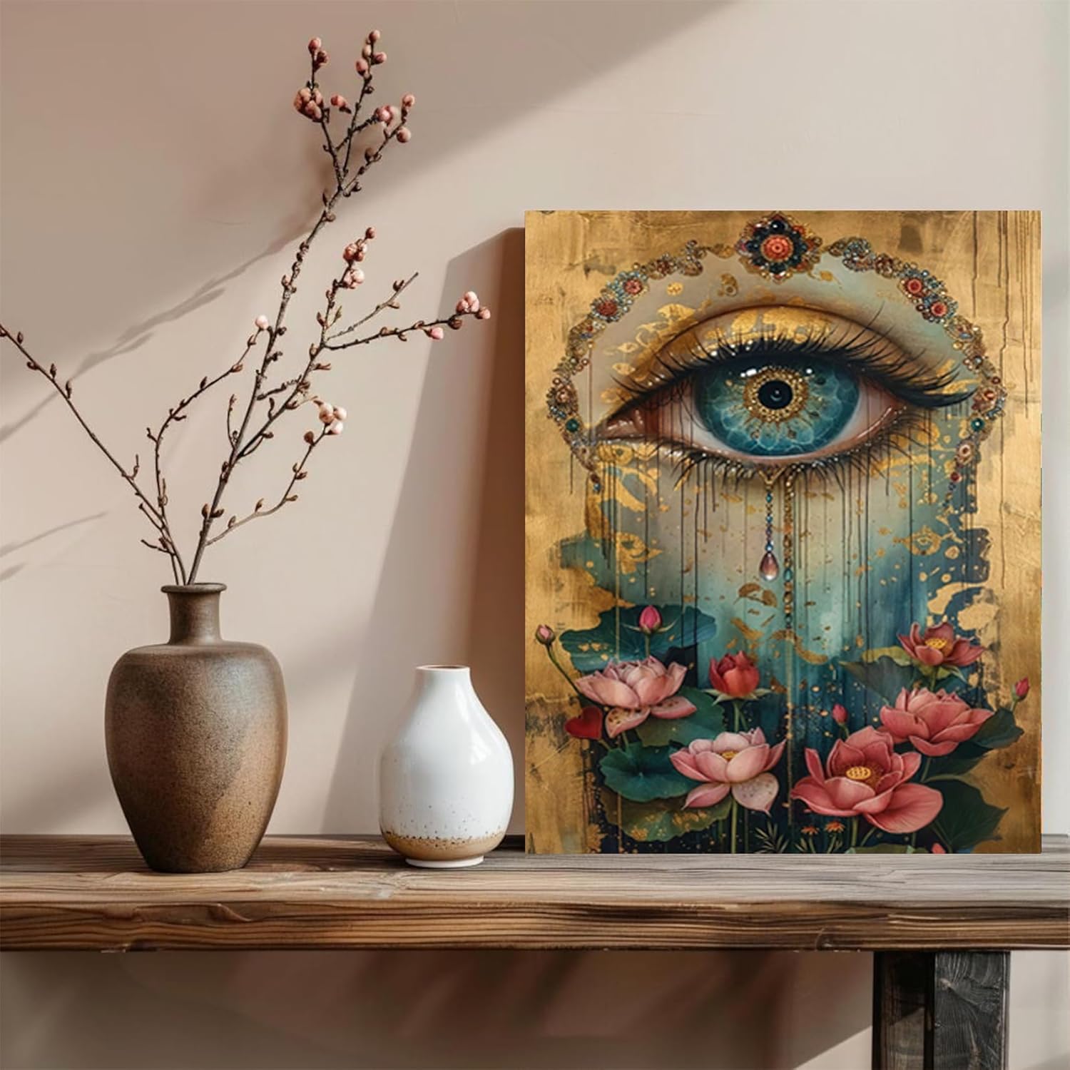 xcemhil Paint by Numbers Kit for Adults Eye, Paint by Number Eye and Lotus, Paint by Numbers Kits for Adults Beginner for Gift and Home Wall Decor 16x20 Inch