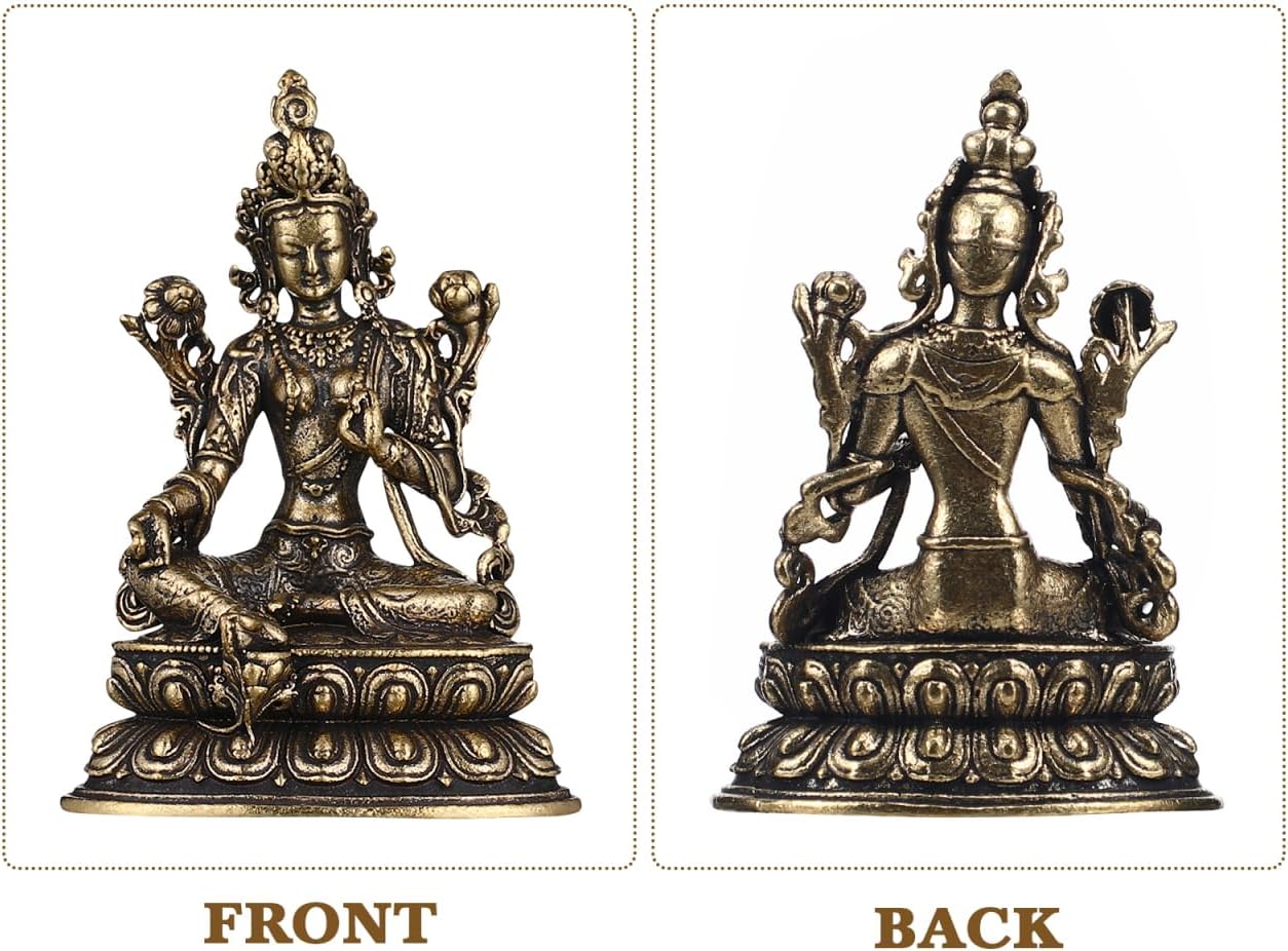 MAGICLULU Tara Buddha Statue Messing Skulptur Dekoration Home Office Figur Buddha Messing Skulptur Tara Statue