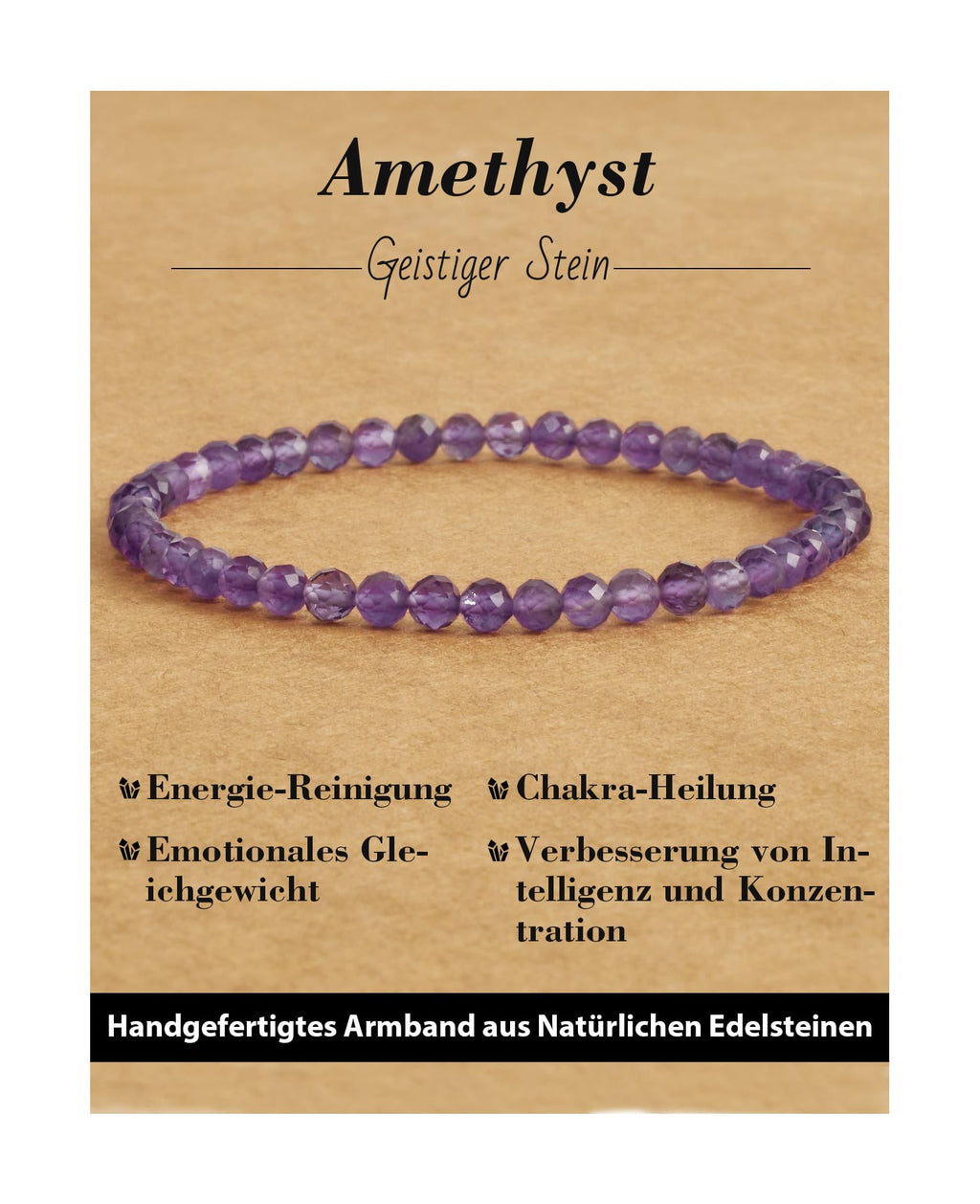 4 mm Stretch Bracelet Made of Real Natural Stone Beads, Healing Stone Bracelet, Yoga Bracelet for Women, Men, Lucky Bracelet, Friendship Bracelet, Replacement Beads Included