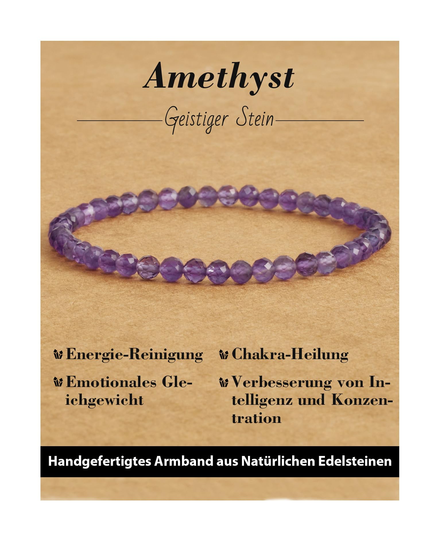4 mm Stretch Bracelet Made of Real Natural Stone Beads, Healing Stone Bracelet, Yoga Bracelet for Women, Men, Lucky Bracelet, Friendship Bracelet, Replacement Beads Included