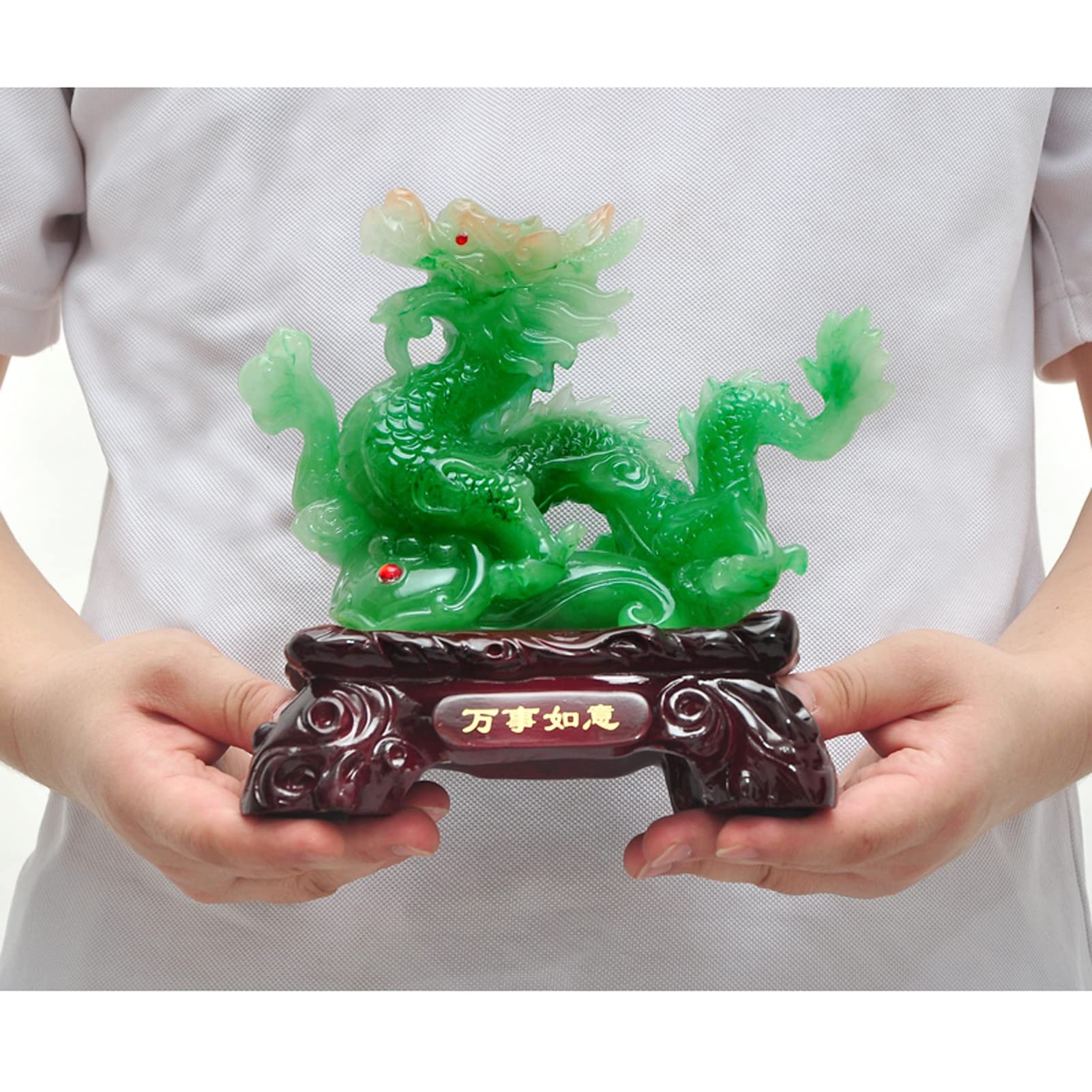 Uziqueif Feng Shui Geld Glück Glücklicher Vermögen Reichtum Chinesische Drache Statue Münze Home Büro Dekoration Tischtischornamente Gute Glücksgeschenke, Harz,Gold,33 * 17 * 31cm