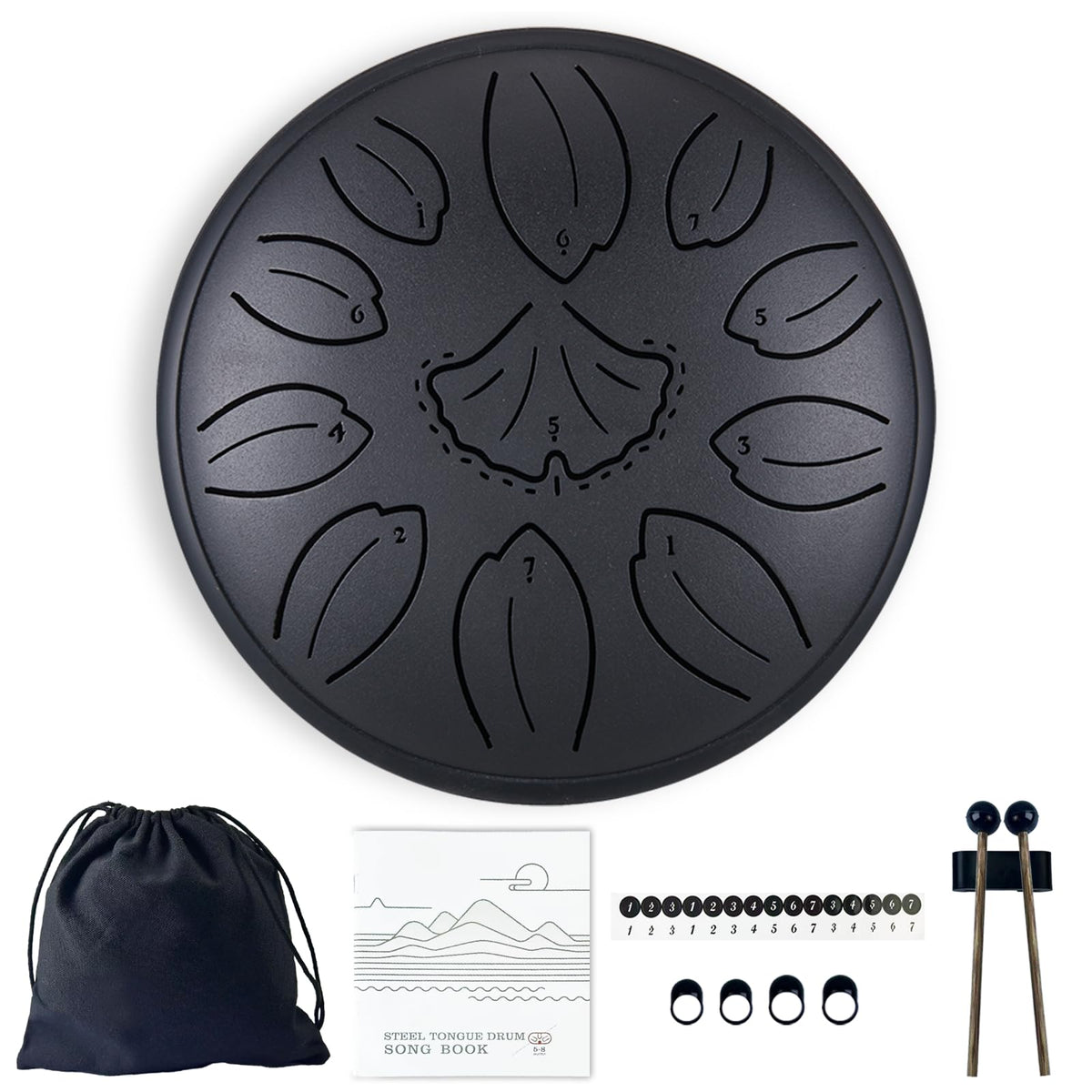TUOKING Steel Tongue Drum 6 Inch 8 Notes D Major Rain Drum for Outside