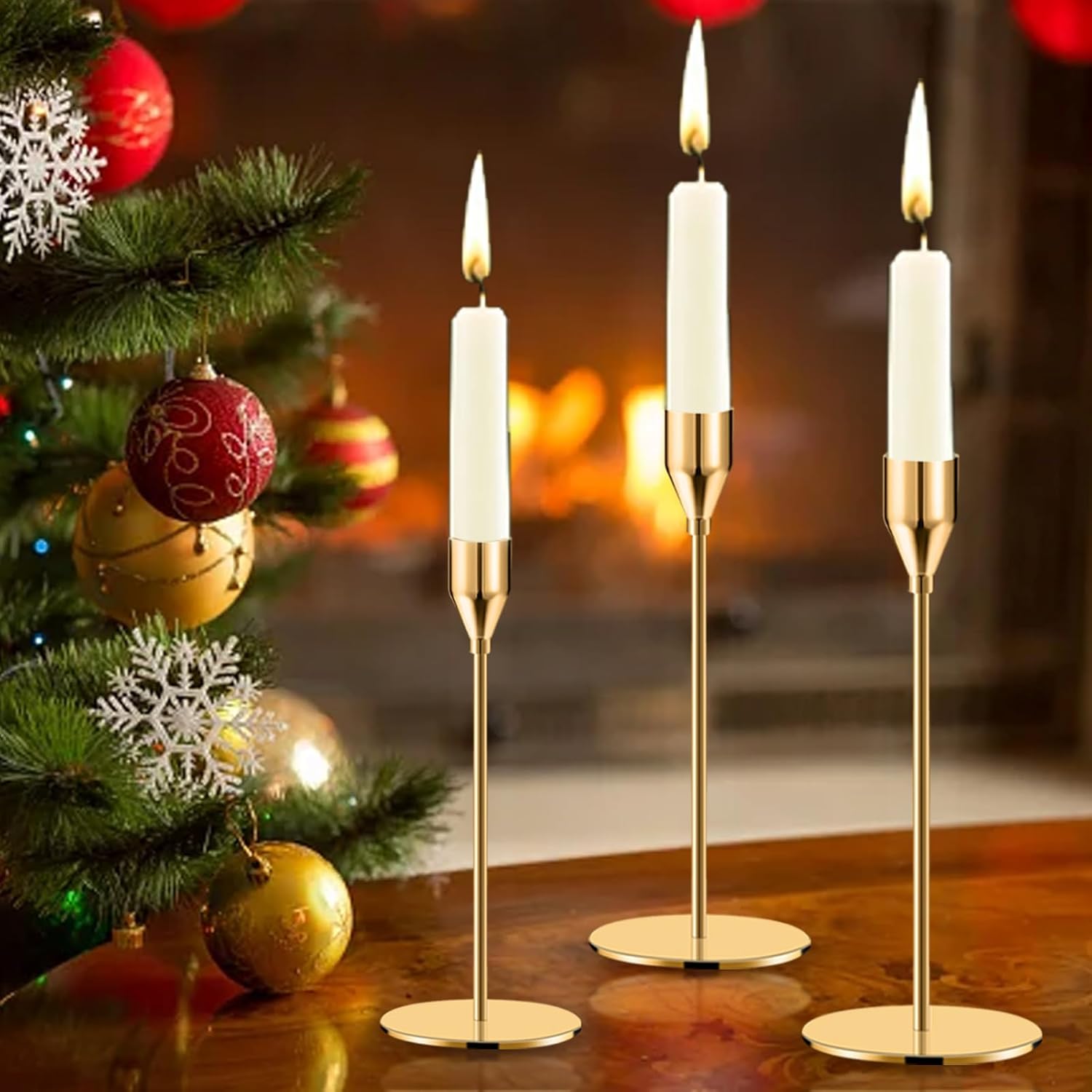 Candle Holder Gold Candle Holder Candle Holder Tall Cone Candle Holder for Home Decoration, Wedding, Dinner, Party, Anniversary, Fits 3/4" Thick Candles and LED Candles (Set of 6)