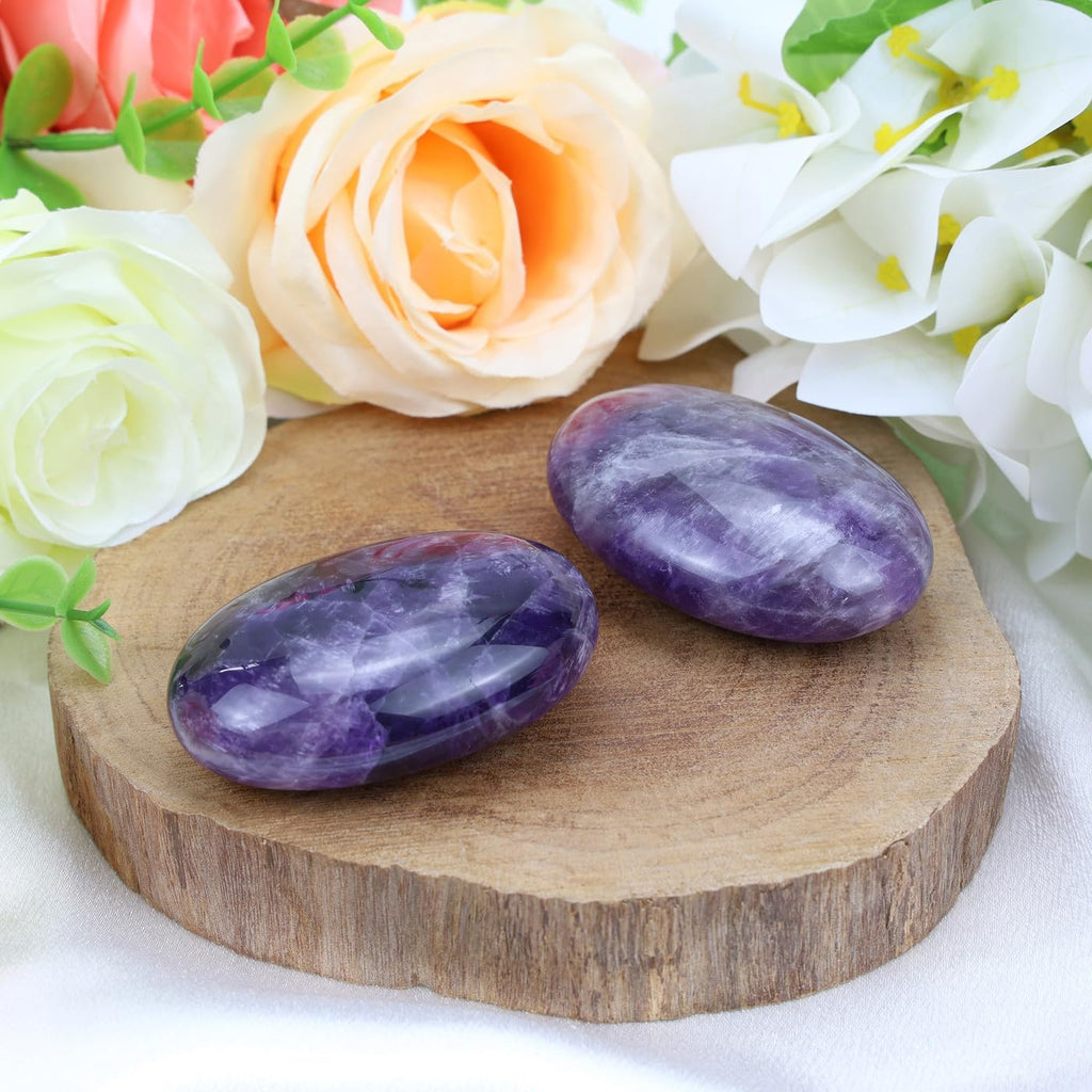 AWARDSEN 1 PCS 2.4" Amethyst Edelsteine Groß, Violett Kristall Oval Heilung Kristall für Reiki Heilung, Wiccan Lieferungen, Balancing Meditation Zubehör
