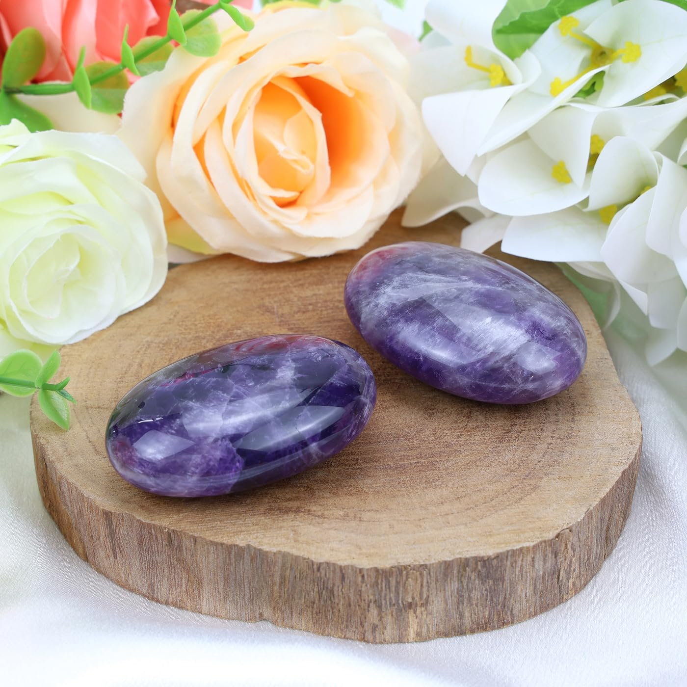 AWARDSEN 1 PCS 2.4" Amethyst Edelsteine Groß, Violett Kristall Oval Heilung Kristall für Reiki Heilung, Wiccan Lieferungen, Balancing Meditation Zubehör