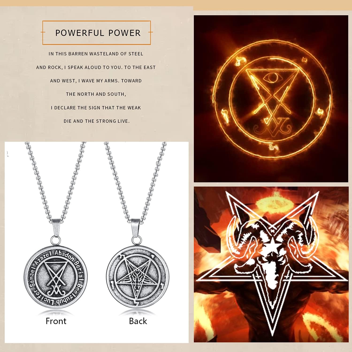 Herren Satanische Halskette : Edelstahl Satan Ziege Halsketten Zeichen von Luzifer Anhänger Umgekehrte Kreuz Anhänger Ziege Kopf Anhänger Leviathan Kreuz Symbol Anhänger Halloween Weihnachten Geschenk