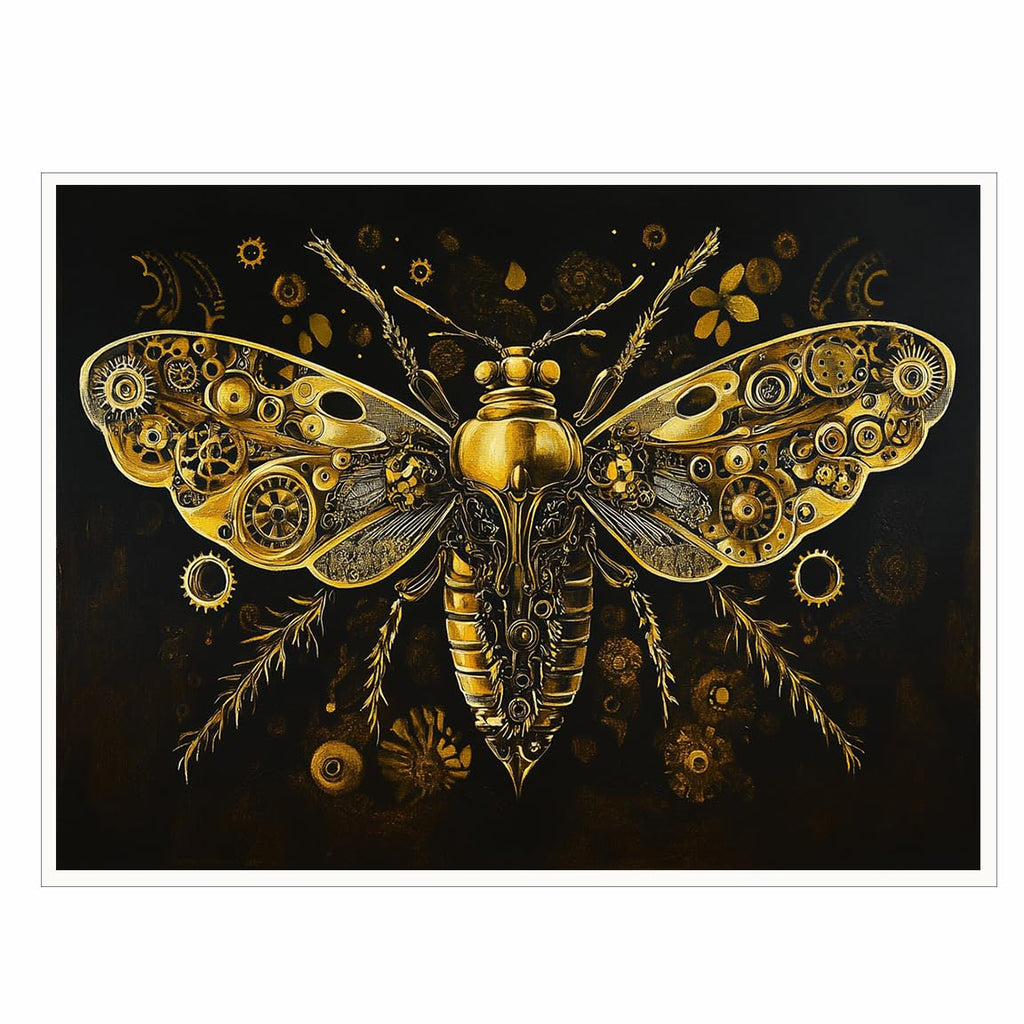 Steampunk Airship Canvas Wall Art Vintage Cityscape Illustration with Metallic Airship and Ornate Buildings Fantasy Sci-Fi Print for Office Lounge Studio Posters 11x14in Unframed