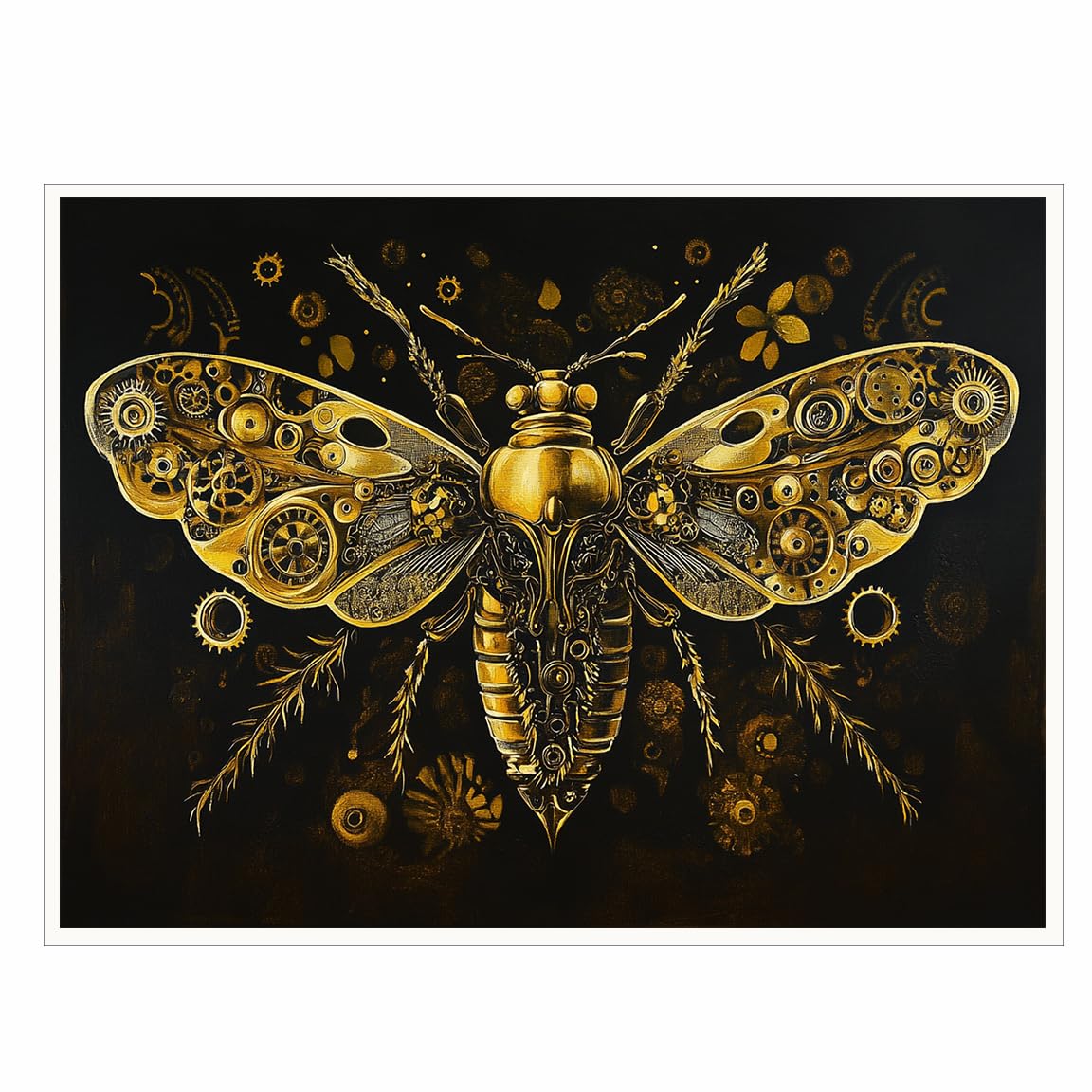 Steampunk Airship Canvas Wall Art Vintage Cityscape Illustration with Metallic Airship and Ornate Buildings Fantasy Sci-Fi Print for Office Lounge Studio Posters 11x14in Unframed
