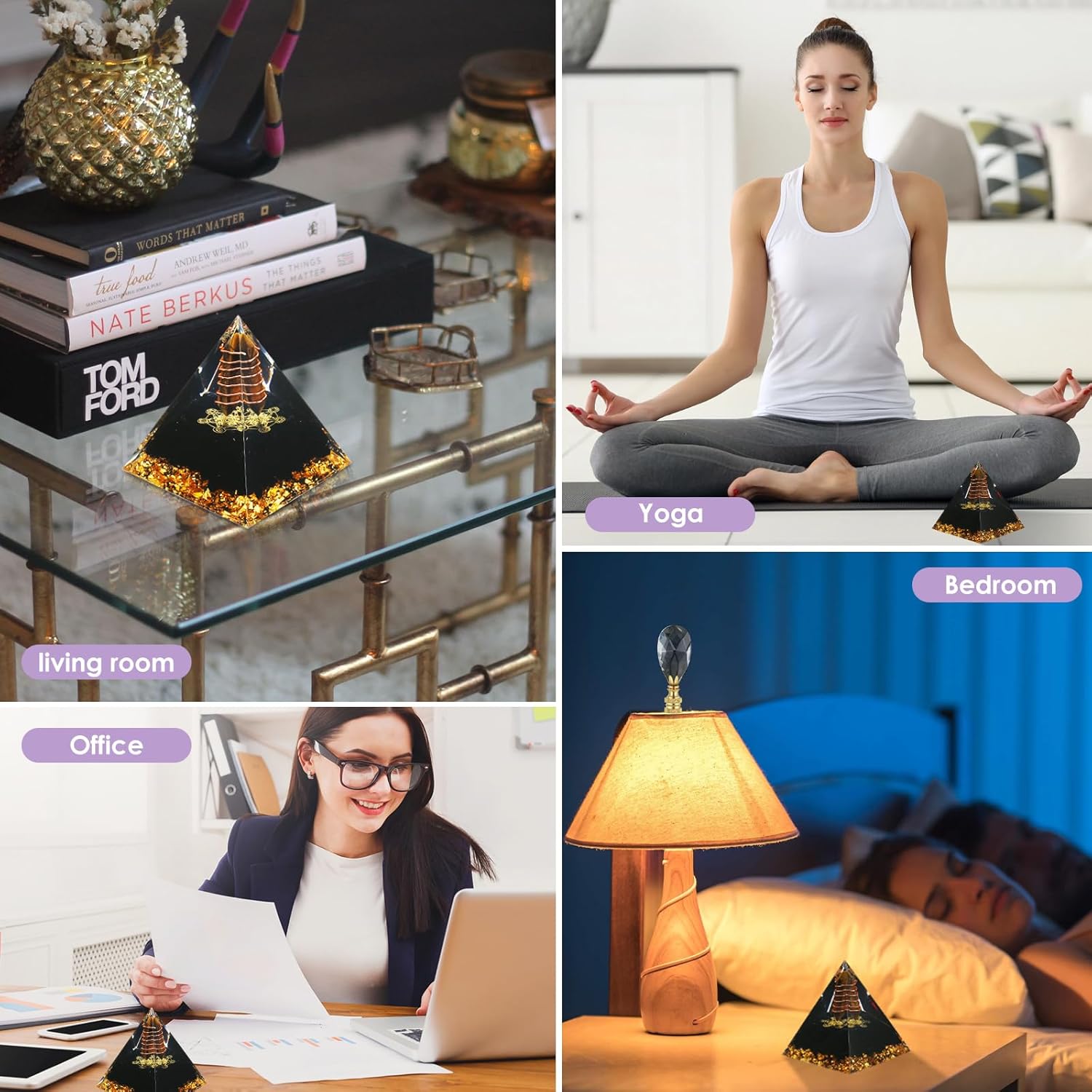 IXTIX Orgonit Pyramide Reiki Healing Natürliche Kristall, Heilkristalle für Wahrsagungsmeditation Yoga Gleichgewicht 6 * 6CM, Glückssteine für 12 Sternzeichen (Citrin)