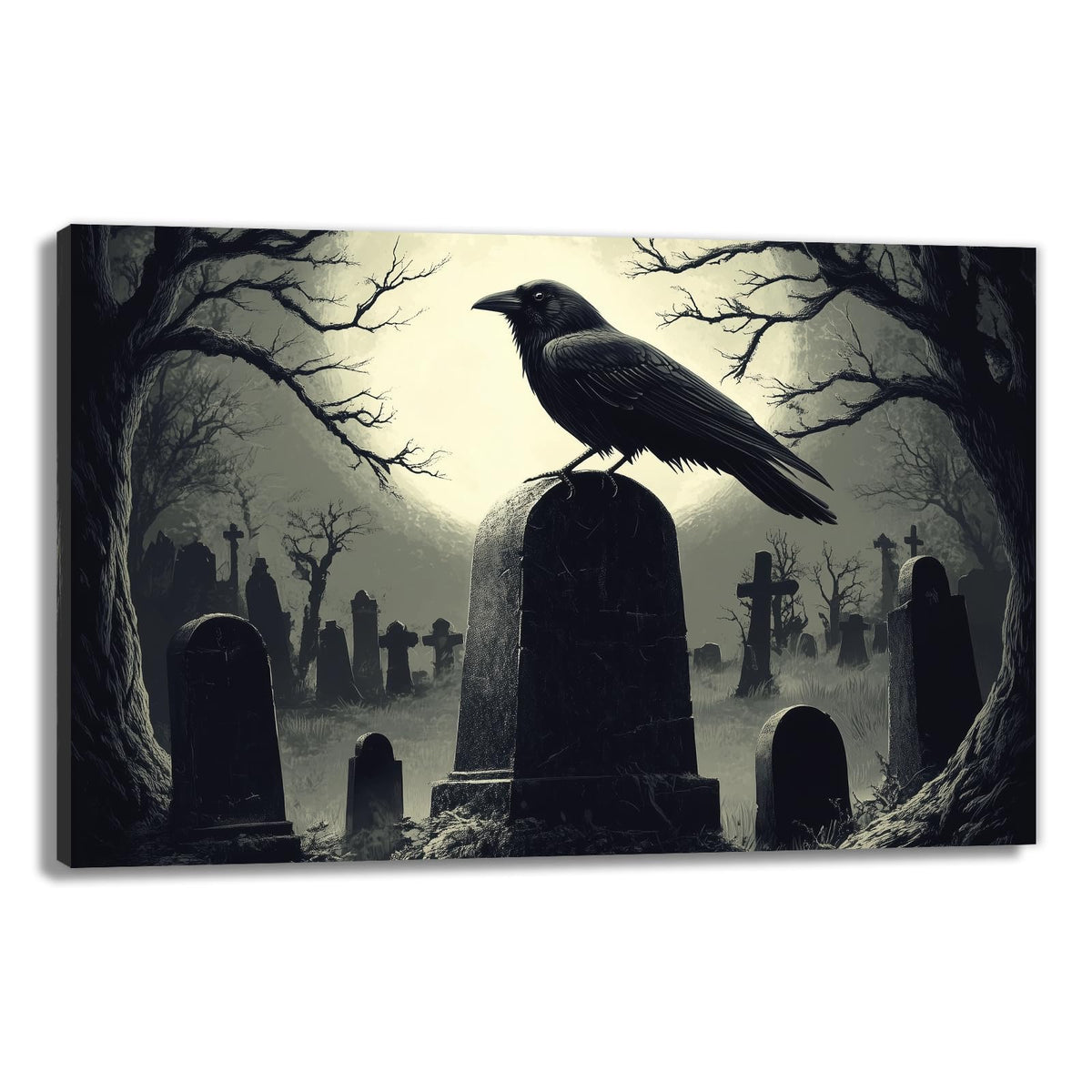 OAAPITI Halloween Decor Vintage Crow Wall Art Retro Art Poster Creepy Raven Picture Print Horrid Cemetery Painting Artwork Home Wall Decor(Artwork-4,12"x18")