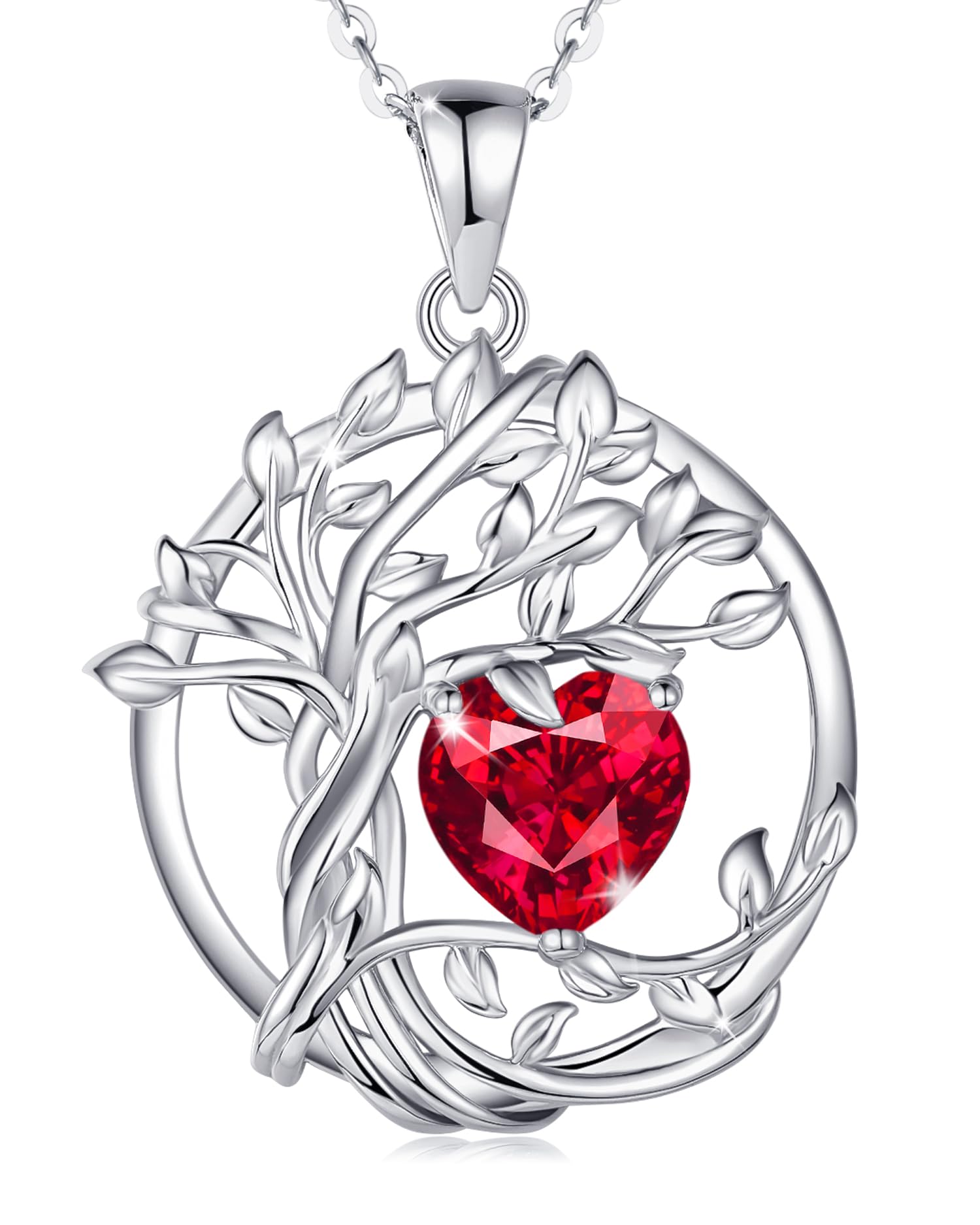 FANCIME Tree of Life Baum des Lebens Geburtstein Halskette Sterling Silber Anhänger Geburtstein Kette Edelstein Jahrestag Geburtstag Schmuck Weihnachten Geschenke für Damen Mama Ihre Frau