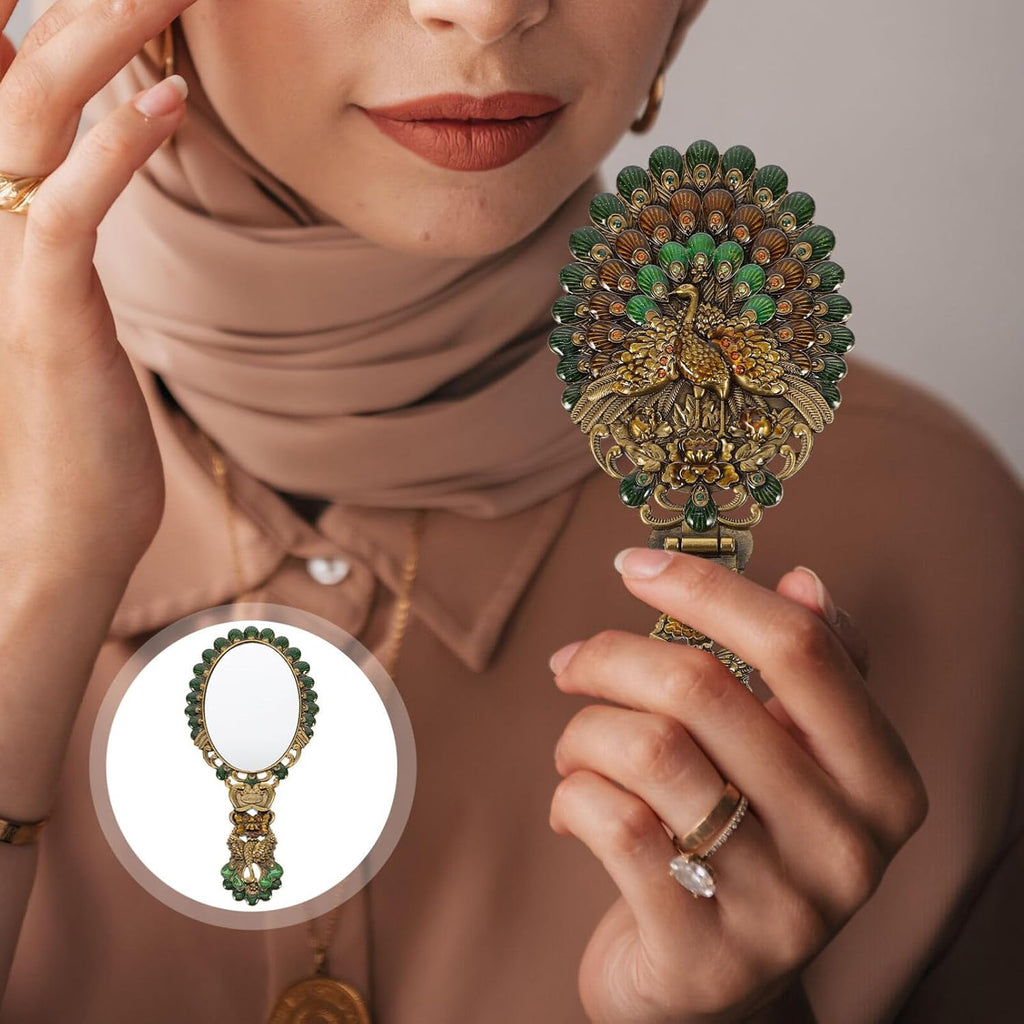 PACKOVE Vintage Handspiegel Gothic Handspiegel Handschminkspiegel Retro Faltbare für Mädchen und Damen