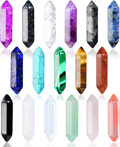 17Stück Heilende Kristalle Steine Sets, Sechseckige Heilkristalle Reiki Meditation Edelsteine Chakra Steine Amethyst Tigerauge Obsidian Rosenquarz Anhänger Spirituelle Deko Esoterik Geschenke
