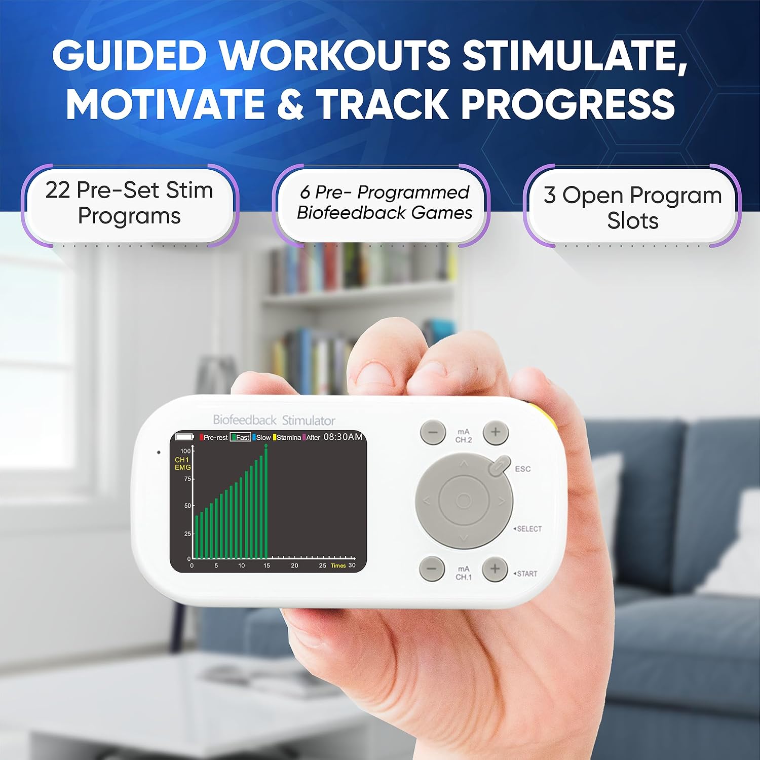 Kegel Toner Plus Biofeedback - Pelvic Floor Exercise Device for Toning and Strengthening, Incontinence - 22 Preset Stim Programs, 6 Biofeedback Games, Full Color LCD Screen, Rechargeable