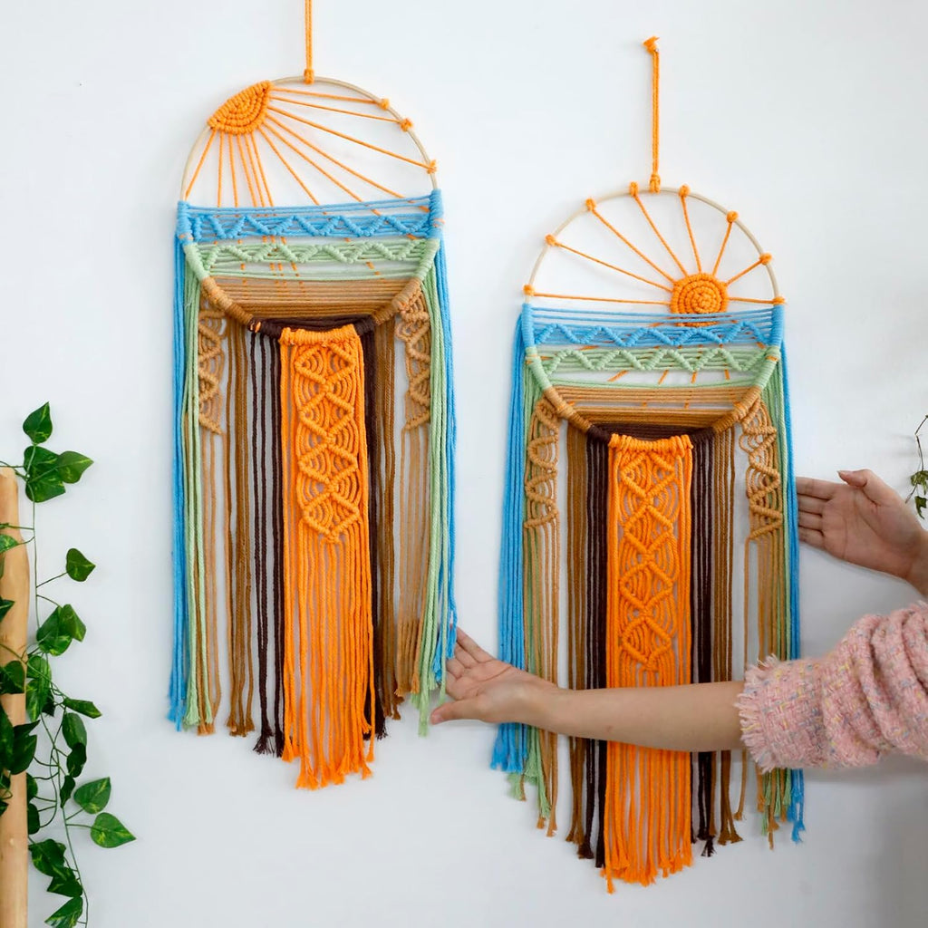 Artilady Macrame Wall Hanging Tapestry, Boho Sun Art Decor Dream Catcher
