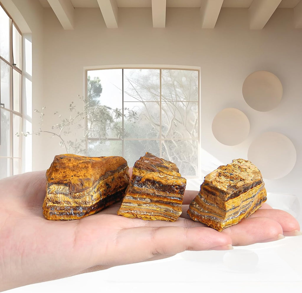 500 Gramm Naturbelassene Tigerauge Rohsteine, Natürlicher Tigerauge Rohkristall zur Wasseraufbereitung, Heilsteine Wassersteine