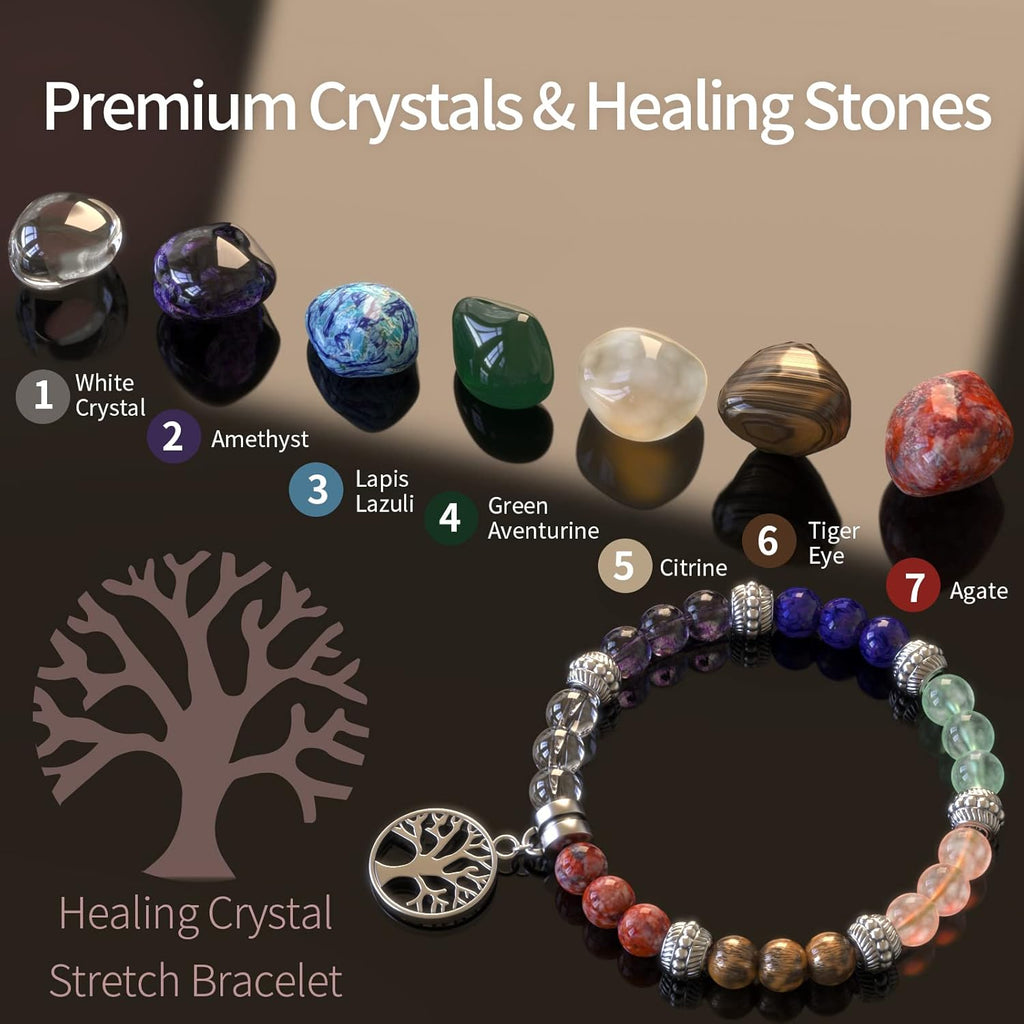 Inspireyes Chakra Kerze mit Premium-Kristall und Heilsteinen, Meditations-Duftkerzen, Geschenkset für Frauen, Stressabbau, spirituelle Dekoration, Yoga, Aromatherapie, 7er-Set, Schwarz