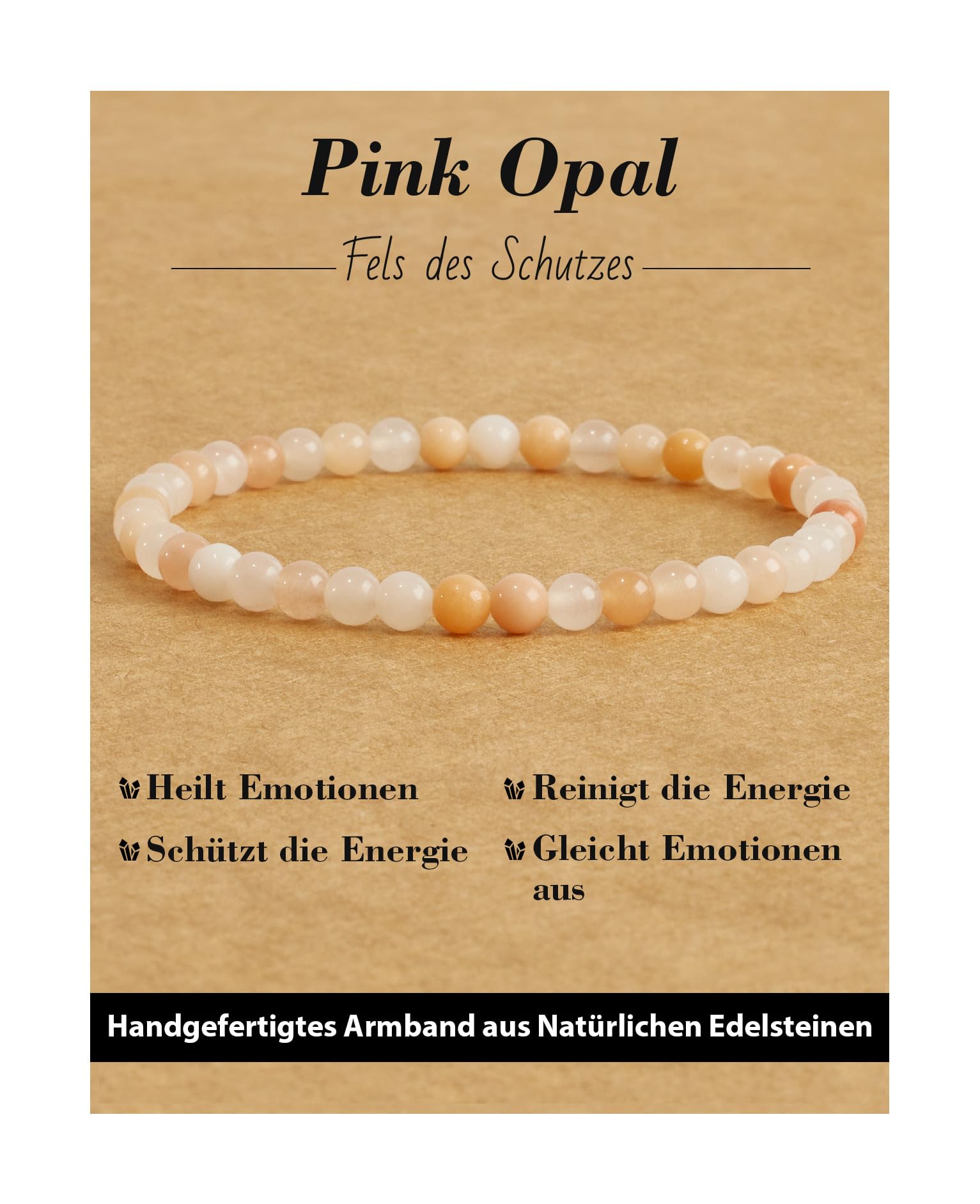 4 mm Stretch Bracelet Made of Real Natural Stone Beads, Healing Stone Bracelet, Yoga Bracelet for Women, Men, Lucky Bracelet, Friendship Bracelet, Replacement Beads Included