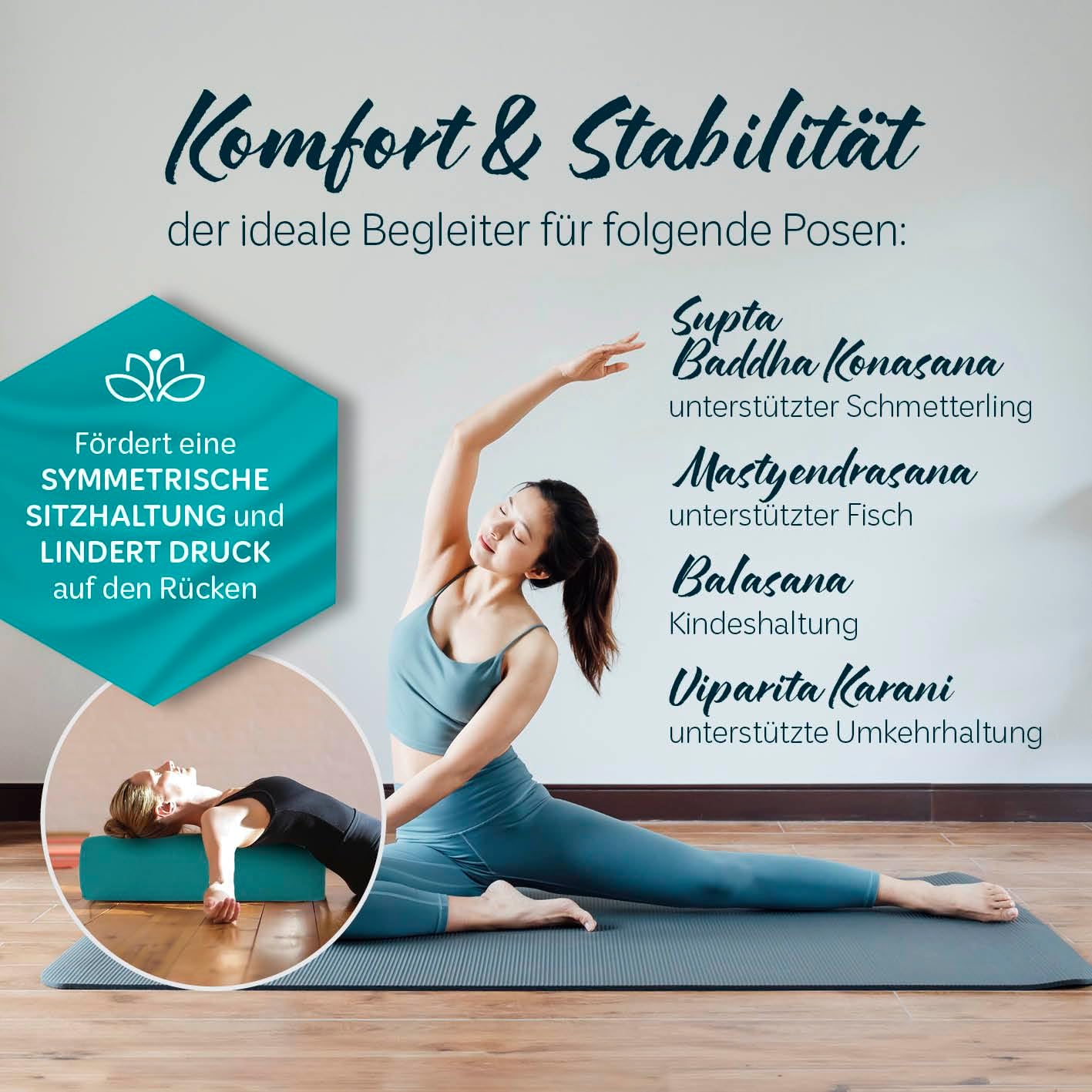#DoYourYoga Yogabolster »Paravati« 67cm x 13cm | Gefüllt mit Bio-Dinkelspelz (KBA) oder Bio-Buchweizenschalen (KBA) | Yogakissen mit waschbarem Bezug | Sitzkissen & Zafukissen für Yin Yoga