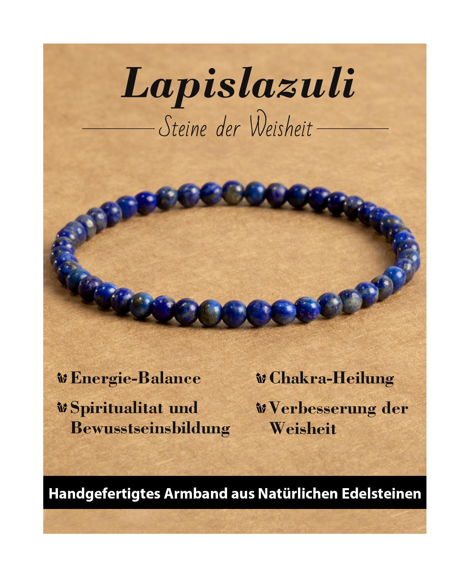 4 mm Stretch Bracelet Made of Real Natural Stone Beads, Healing Stone Bracelet, Yoga Bracelet for Women, Men, Lucky Bracelet, Friendship Bracelet, Replacement Beads Included