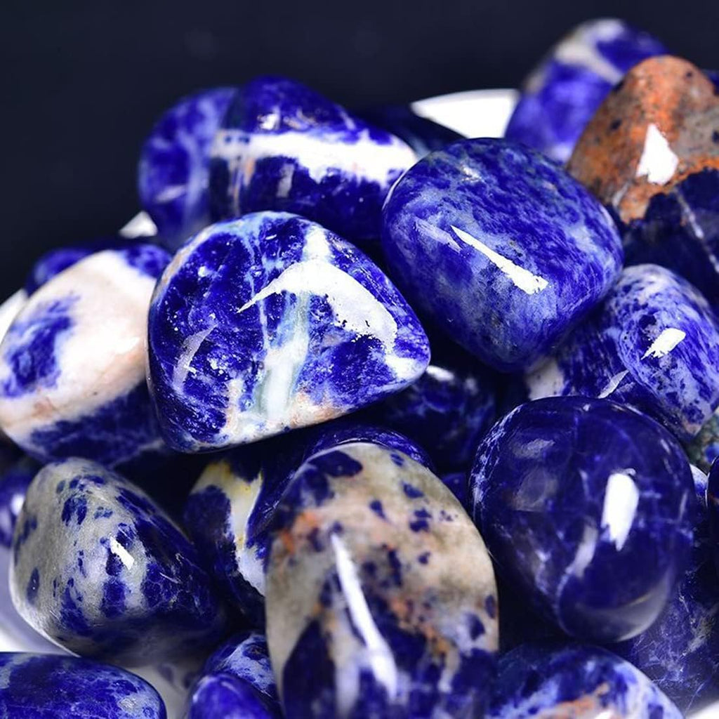 Sodalite Healing Crystal Stones, 1.25-2.0 Inch Reiki Healing Stones, Natural Tumbled Polished Stones for Energy Witchcraft Therapy Meditation