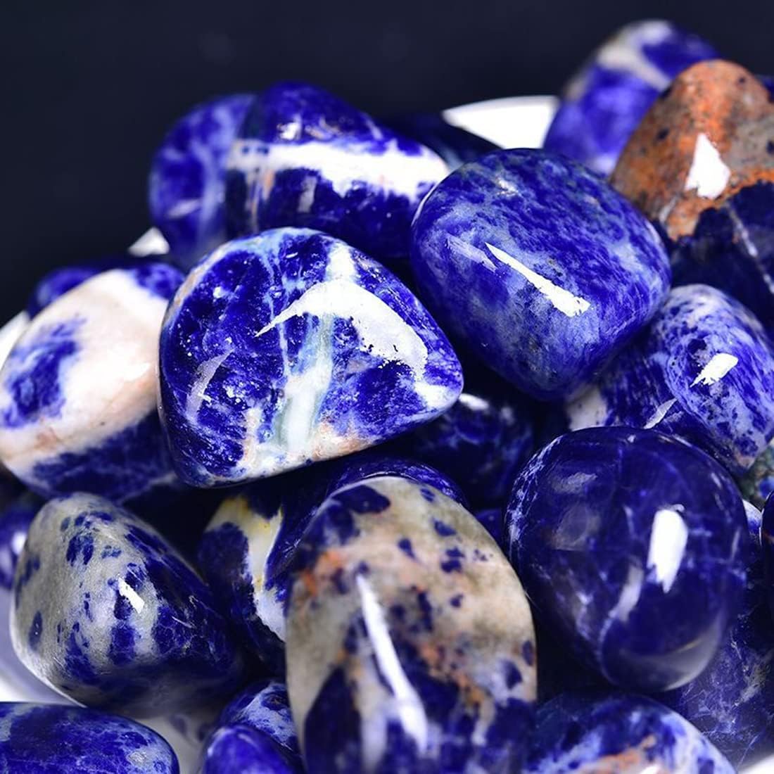 Sodalite Healing Crystal Stones, 1.25-2.0 Inch Reiki Healing Stones, Natural Tumbled Polished Stones for Energy Witchcraft Therapy Meditation