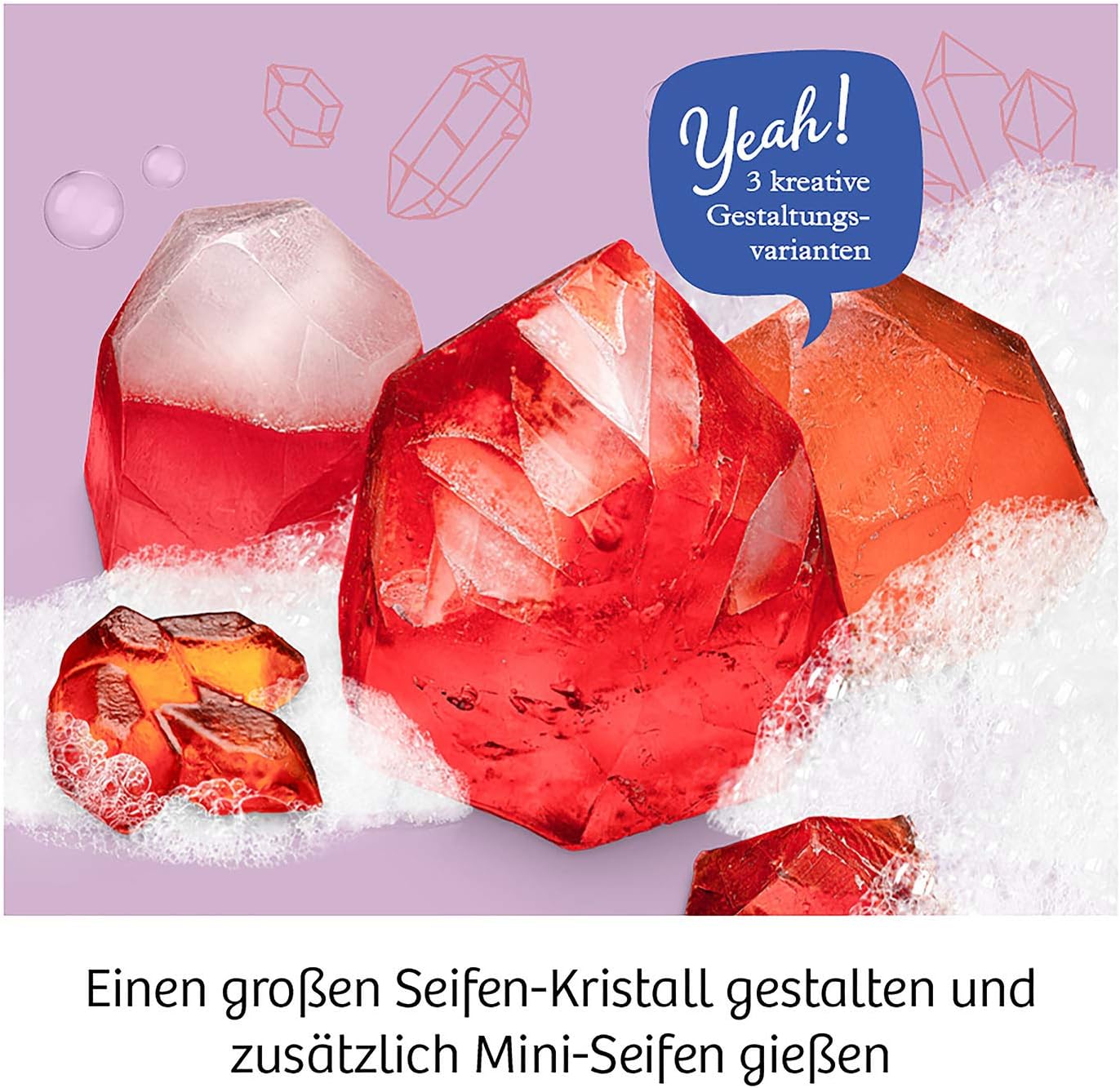 KOSMOS 657925 Kristall-Seife, Schöne Seifen selbst gießen und gestalten, DIY Seifen selbst herstellen, Experimentier-Set für Kinder ab 8 Jahre, Mitbringsel, Geschenk für Kindergeburtstag
