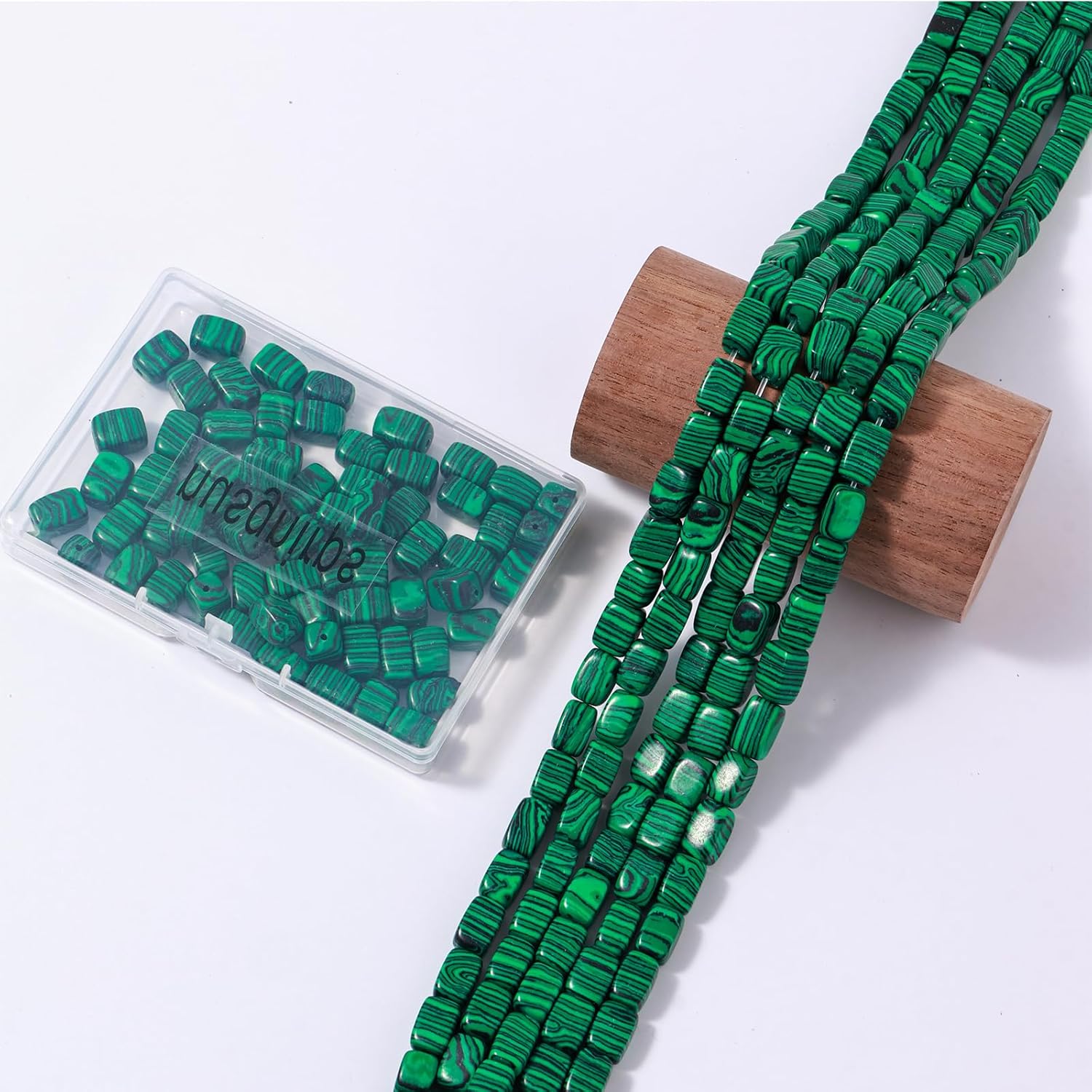 Natural Large Malachite Cube Stone Beads 8x11mm 38cm/str Loose Semi Gemstone Stone Square Beads for Making Bracelets Necklace