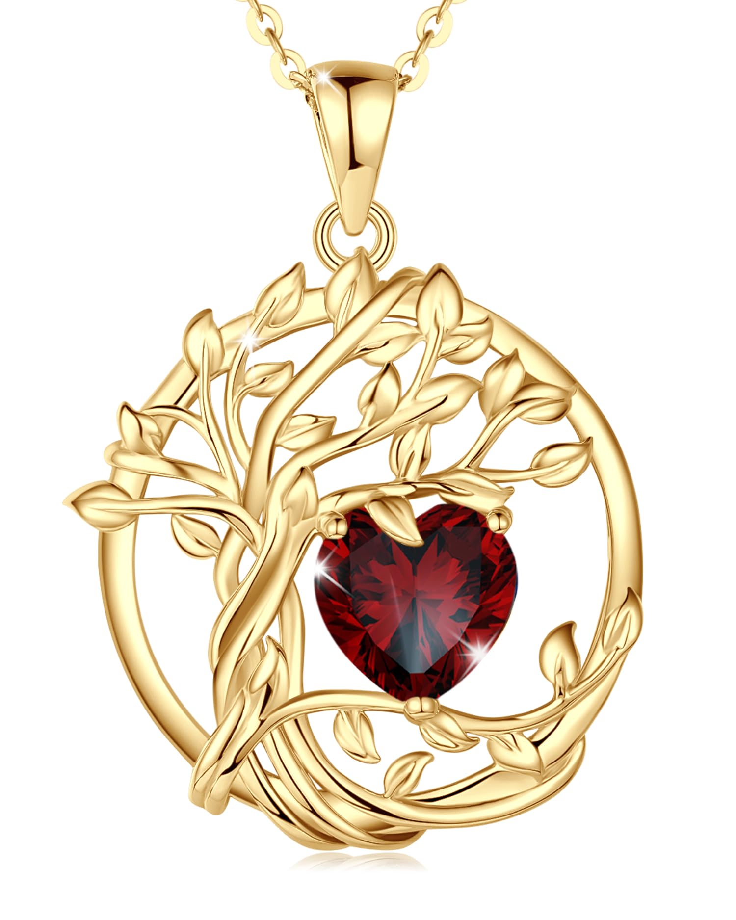 FANCIME Tree of Life Baum des Lebens Geburtstein Halskette Sterling Silber Anhänger Geburtstein Kette Edelstein Jahrestag Geburtstag Schmuck Weihnachten Geschenke für Damen Mama Ihre Frau