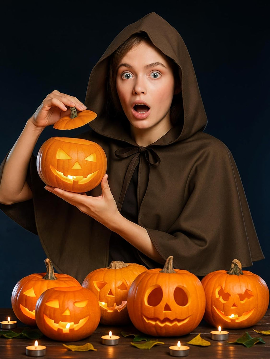 Fourluoo 2 Pcs Medieval Grim Cowl Cloak Hat Wicca Pagan Hood Viking Cape Hooded Cosplay Costumes Poncho