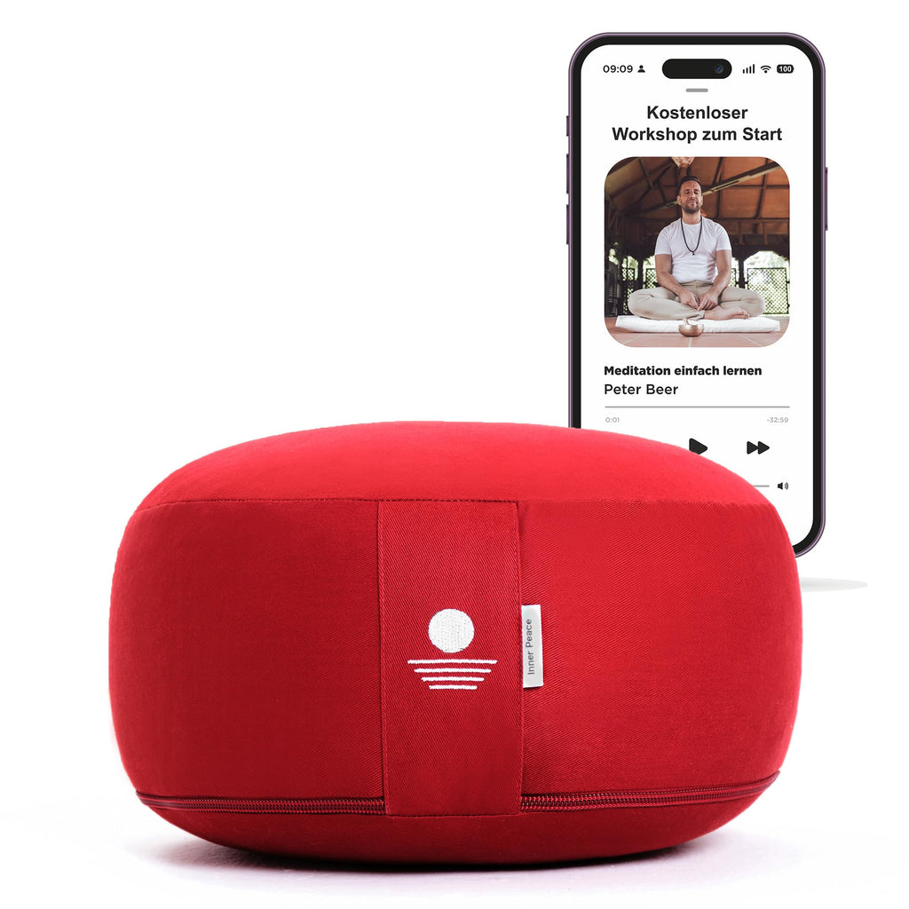 Inner Peace Yogakissen Meditationskissen aus 100% Bio Baumwolle und mit Bio Dinkelfüllung | Yogakissen Rund, Yoga Sitzkissen, Yogakissen Meditationskissen, Sitzkissen Yoga, Meditation Cushion