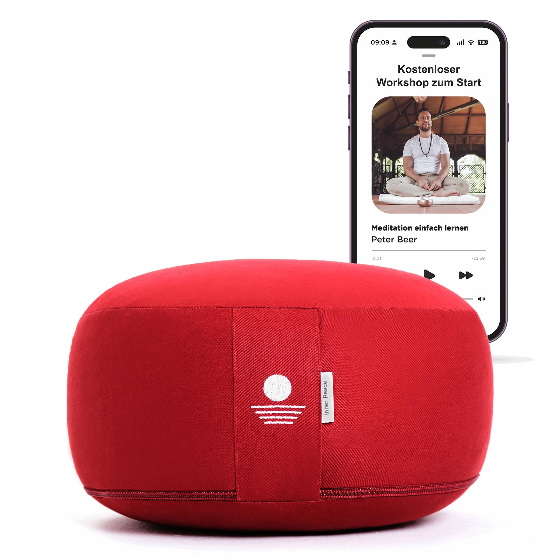 Inner Peace Yogakissen Meditationskissen aus 100% Bio Baumwolle und mit Bio Dinkelfüllung | Yogakissen Rund, Yoga Sitzkissen, Yogakissen Meditationskissen, Sitzkissen Yoga, Meditation Cushion