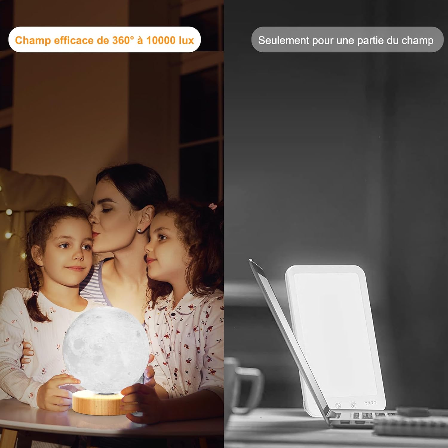 Hiloshine Tageslichtlampe,Simulation von Tageslicht,10.000 Lux Tageslichtlampen,UV-freie LED Lichttherapielampe Tageslichtleuchte mit Fernsteuerung,3 Farbtemperaturen,Dimmer und Timer Daylight Lamp