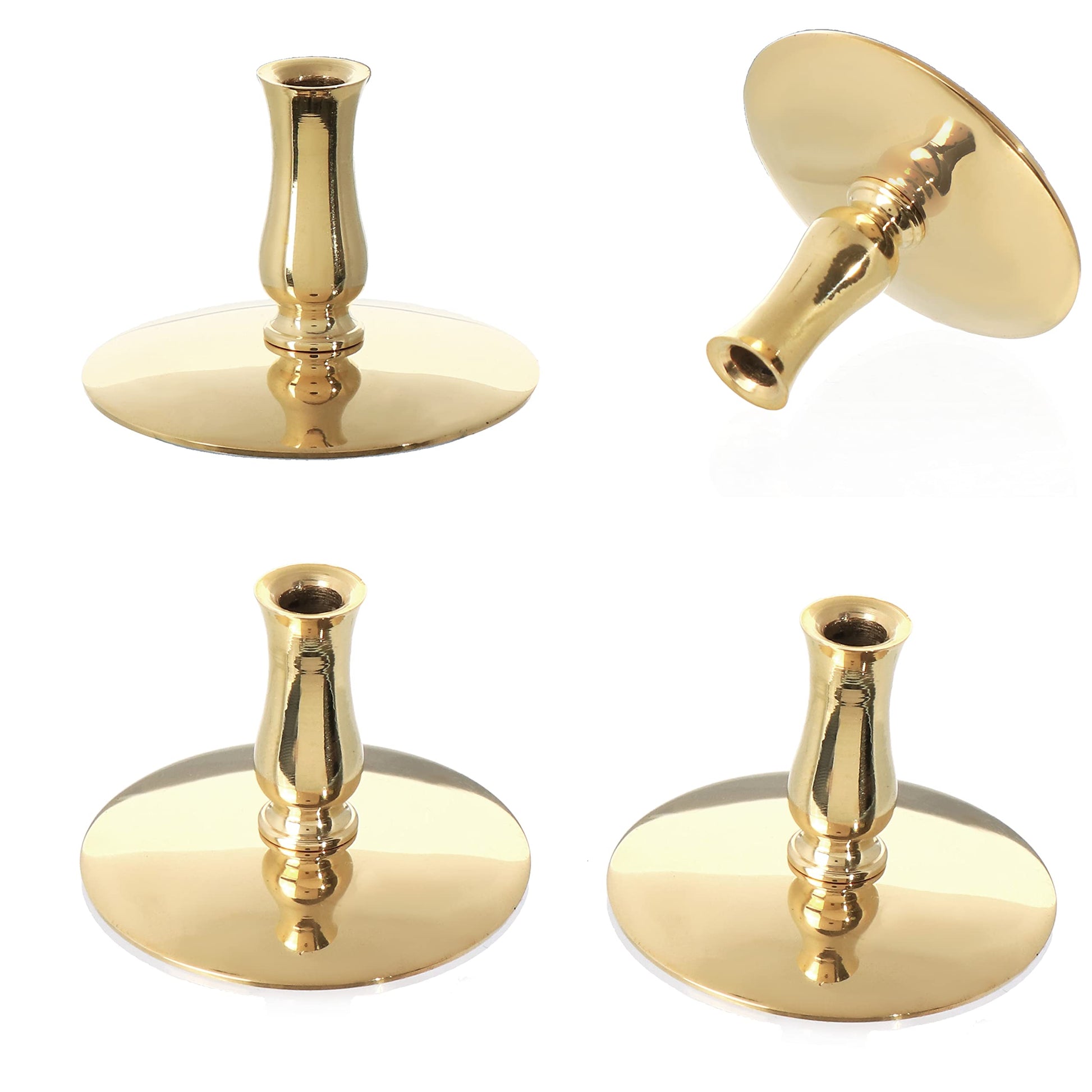 NKlaus 1x Kerzenhalter Messing gold Kerzenständer Dünne Altarkerzen Ritualkerzen Bienenwachskerzen bis Ø6,7mm Leuchter Hochzeit 6731