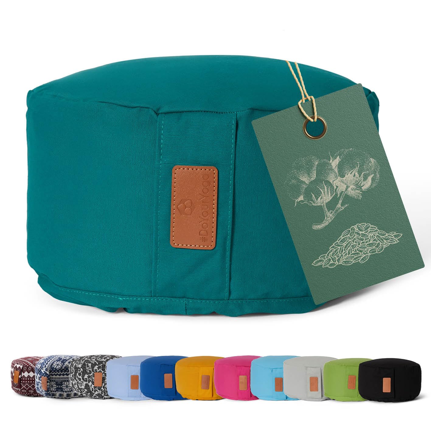 rundes Yogabolster 30cm x 15cm | Waschbarer Bezug |gefüllt mit Bio-Dinkelspelz (KBA) oder Bio-Buchweizenschalen (KBA) | Yoga Kissen für Yin Yoga & Meditation