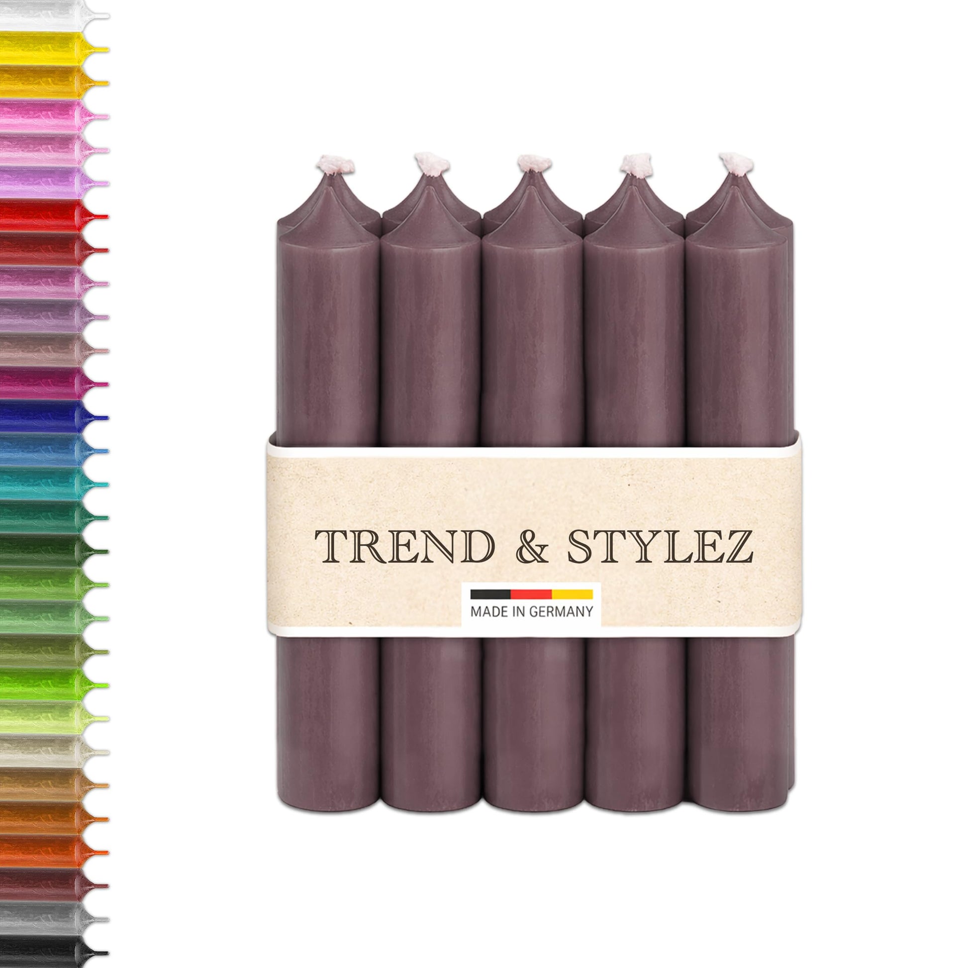 10 Bunte Spitzkerzen durchgefärbt 100x22mm | RAL Stabkerzen mit 8h+ Brenndauer | Ohne Tropfen & Rußen | Tafelkerzen für Leuchter | Made in Germany (Pastellblau)