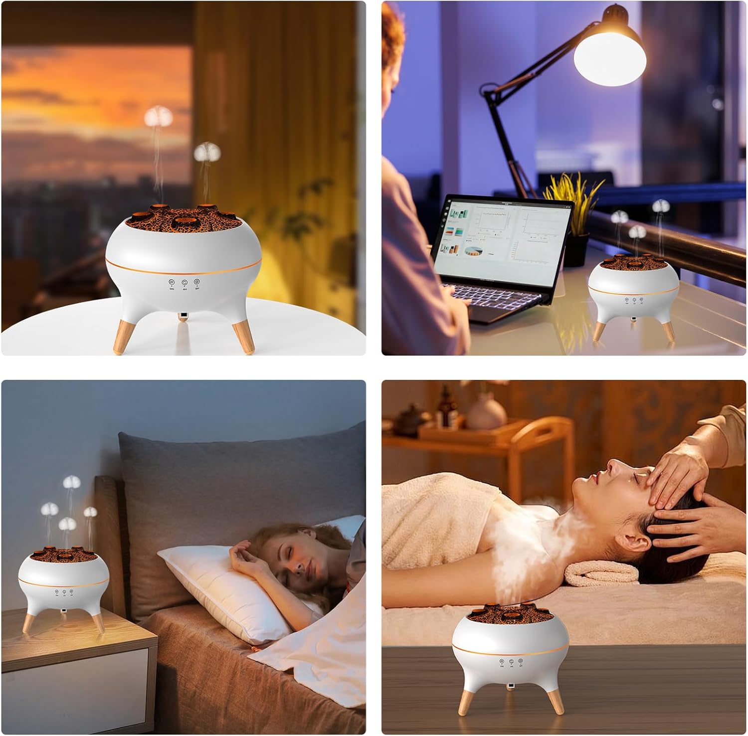 Flammen Aroma Diffuser, 250mL Luftbefeuchter Schlafzimmer, 2 Spray Muster DuftöL Diffuser,Air Diffuser Humidifier mit 7 Farben LED-Licht & Timing-Funktion Defuser für Kinder