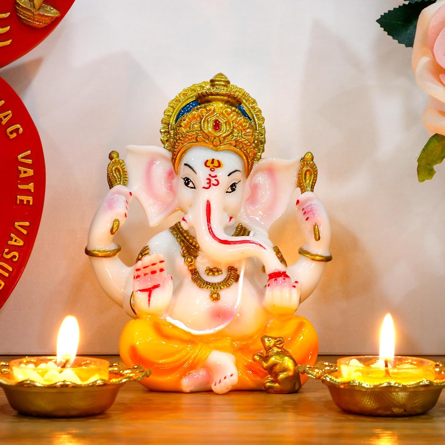 Hindu Lord Ganesha Idol - India God Ganesha Statue Diwali Gifts Indian Puja Items Home Temple Mandir Pooja Decor Car Decor Indian Wedding Diwali Birthday Gifts Yoga Room Altar