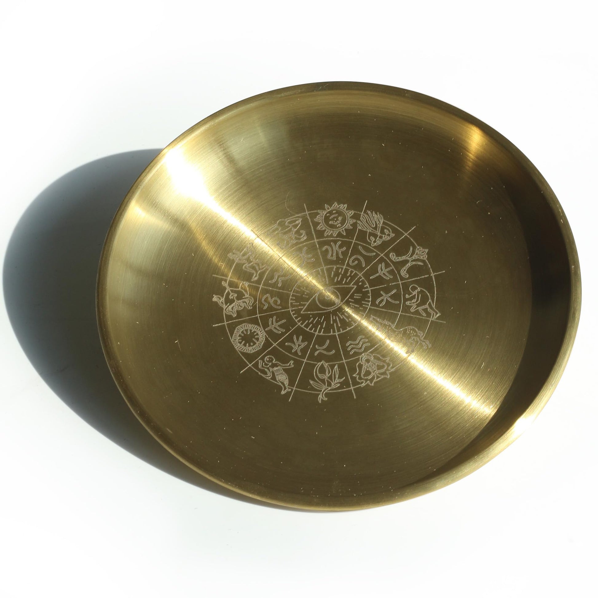 Amitofo Golden Prayer Ritual Bowl with Chakra Gemstone Ideal for Altar, Meditation, Incense Sticks, Smudging, Candles, Crystal, Jewelry, Yoga (Chakra)