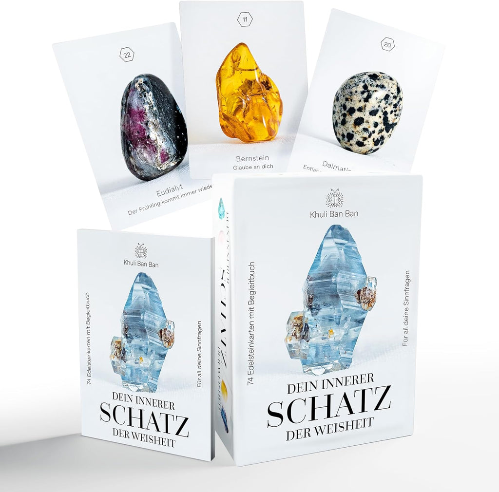 Ihr innerer Schatz der Weisheit – 74 Edelsteine ​​& Achtsamkeitskarten für Erwachsene mit Meditations- und Entspannungsanleitung, spirituelle Geschenke, Affirmationskarten mit Kristall und Mineral
