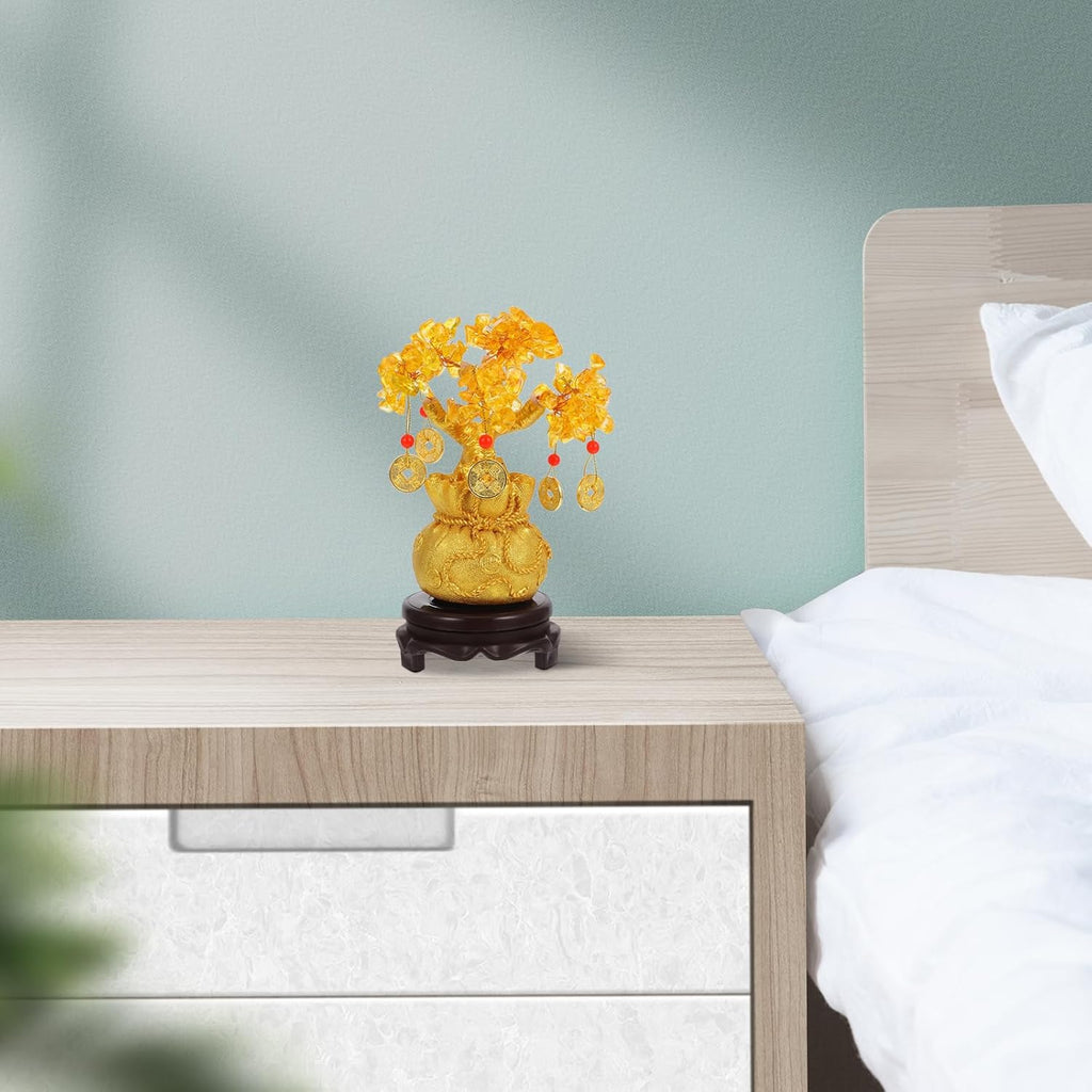 Feng Shui Deko: Geldbaum Feng Shui Geld Baum Feng Shui Bonsai für Glück Geld Glück Ausgleich Citrin Edelstein Baum für DIY Home Office