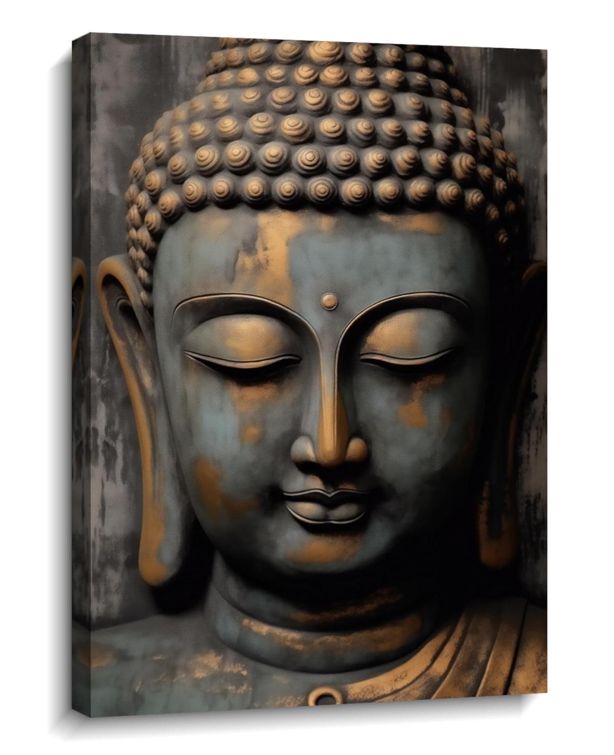 Buddha Canvas Wall Art Zen Wall Decor Blue Buddha Pictures Religious Painting Vintage Prints Meditation Art for Yoga Spa Spiritual Room Bathroom Home Decor Framed - 12.00"x18.00"