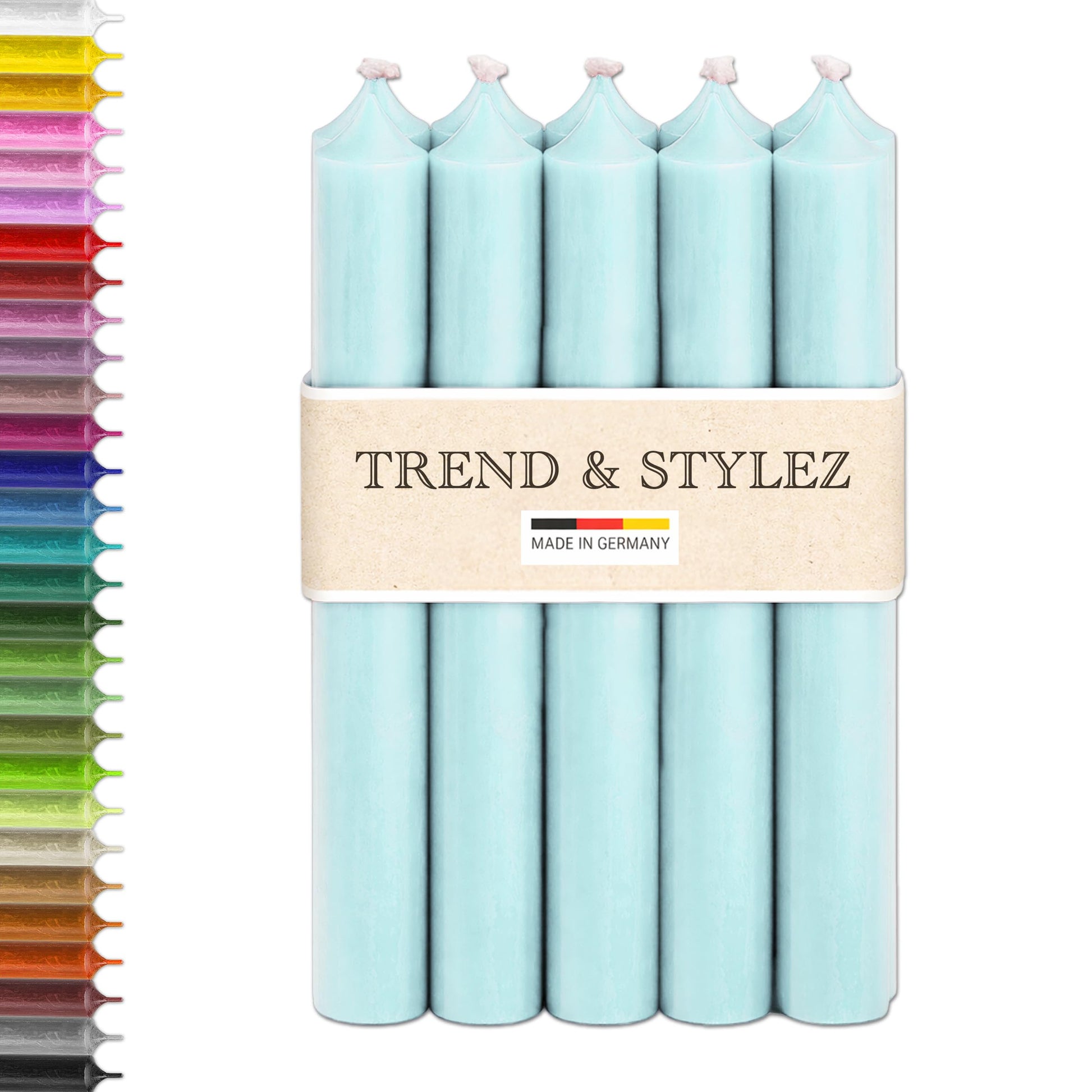 10 Spitzkerzen durchgefärbt (180x22mm) | RAL Stabkerzen mit 8h+ Brenndauer | Ohne Tropfen & Rußen | Tafelkerzen für Leuchter | Made in Germany (Schwarz)