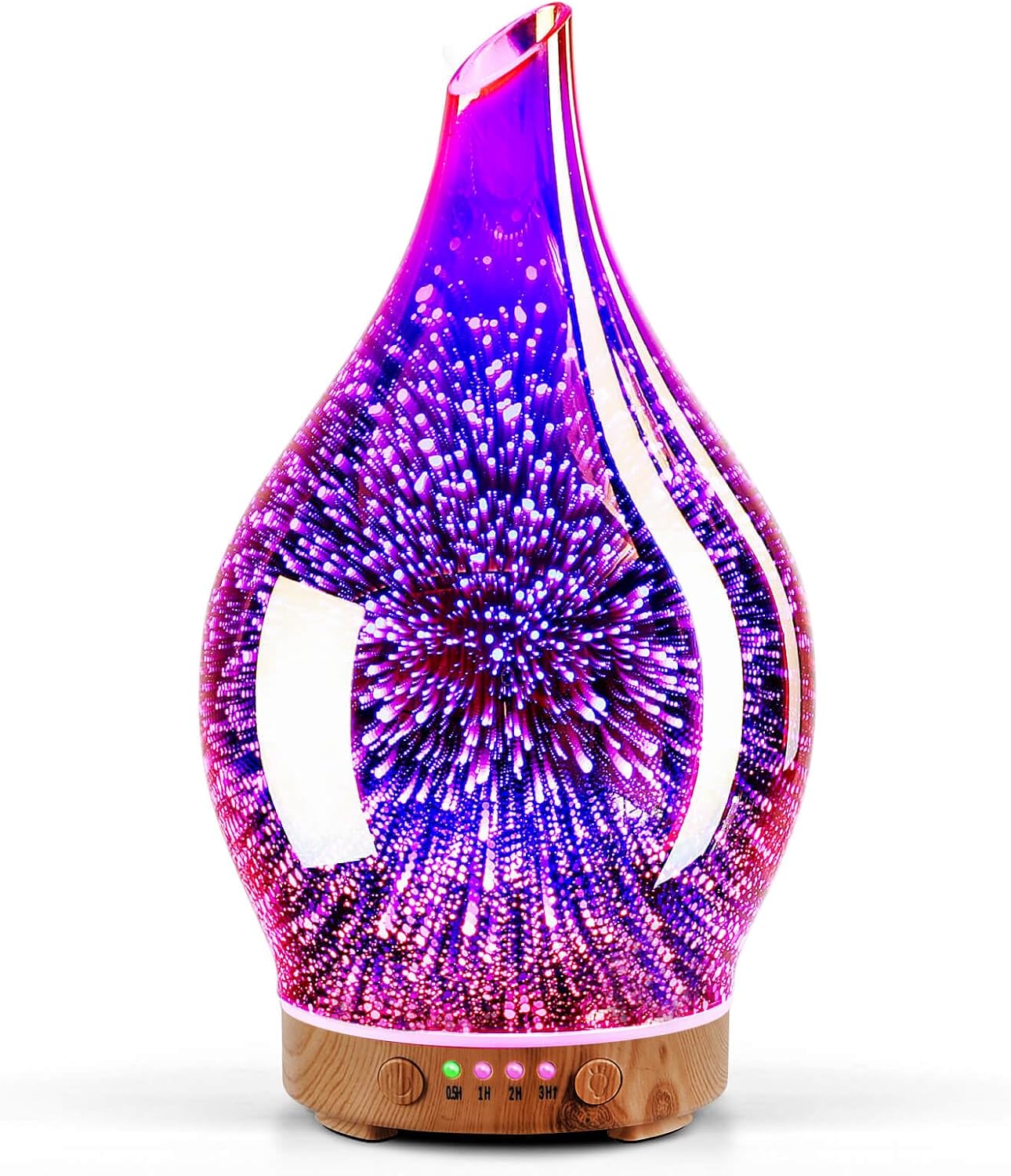 Porseme Aroma Diffuser Luftbefeuchter 150ml,Handgeblasen 3D Luftbefeuchter Ultraschall Leise 7 farbwechselnde LEDs Raumbefeuchter BPA Frei für Wohnung Yoga SPA mit Timer (Rose Gold)