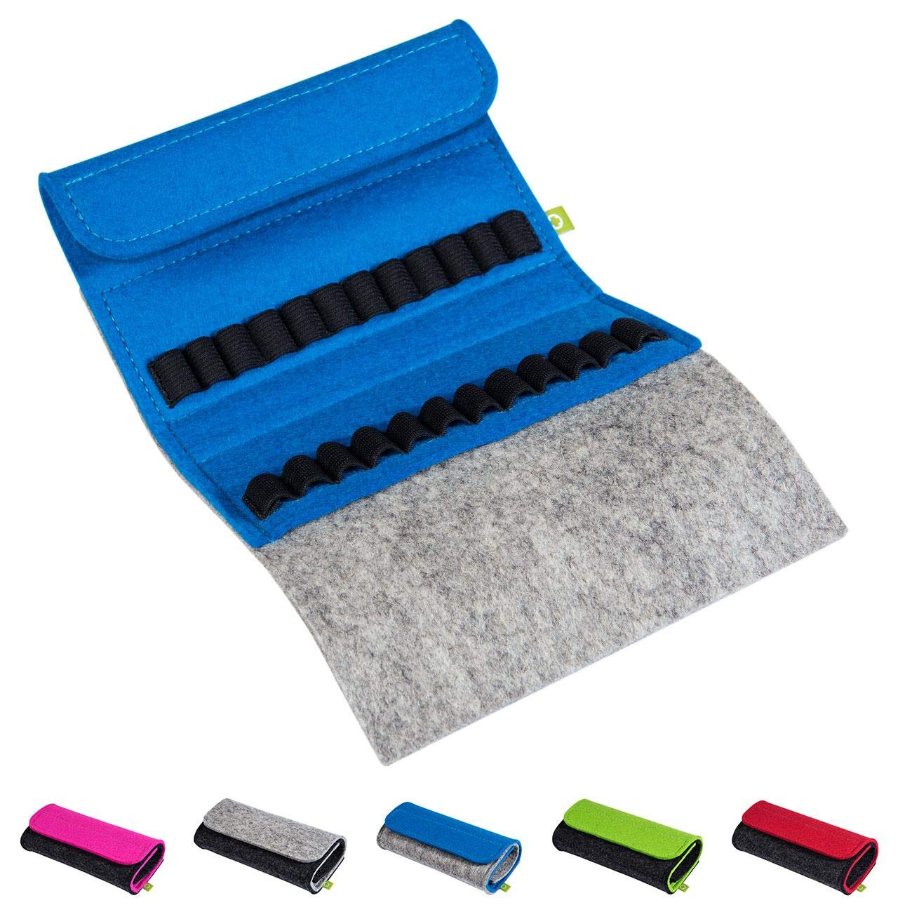 Homöopathische Taschenapotheke für Globuli, leer, Globuli-Tasche für 24 Globuli-Röhrchen (Glas), handgemacht aus echtem Filz (pink)