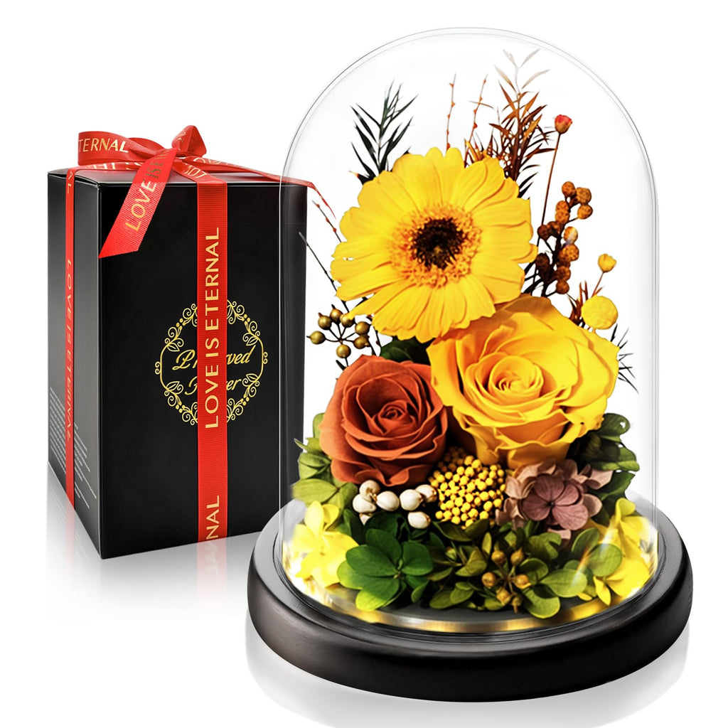Ewige Rose Engel Geschenke für Mama, Ewige Rose in Engel Glaskuppel für Sie, Infinity Rosen Konservierte Blumen Handgemachte, Engelsfigur aus Glas, Geschenk für Frauen Mutter Oma Großmutterk