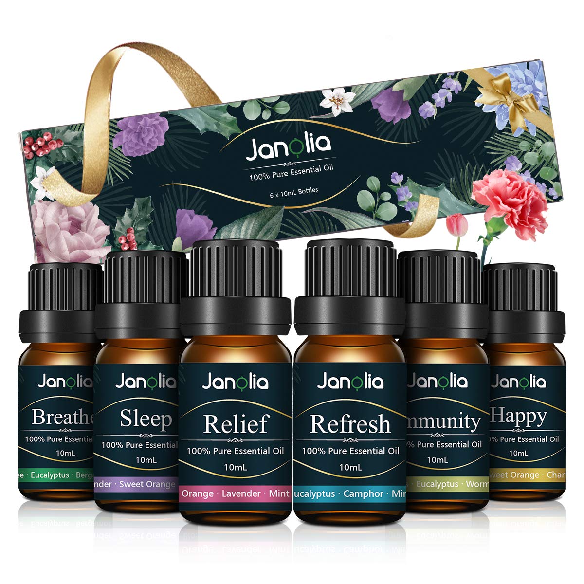Janolia ätherisches Öle Set, Upgrade-Paket,Reines Natürliche Duftöle Set für Diffuser Entspannung Schlaf verbessern