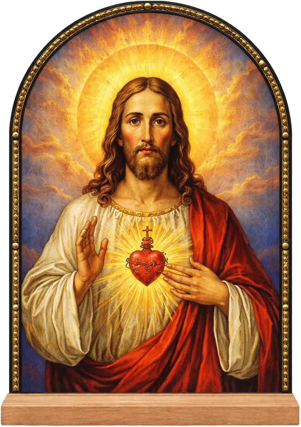 TALPGOD Jesus Stand Catholic Ornament Statue – Sacred Heart of Jesus Statue Acrylic Tabletop Décor for Home Altar & Desk, Christian Gifts for Women & Men