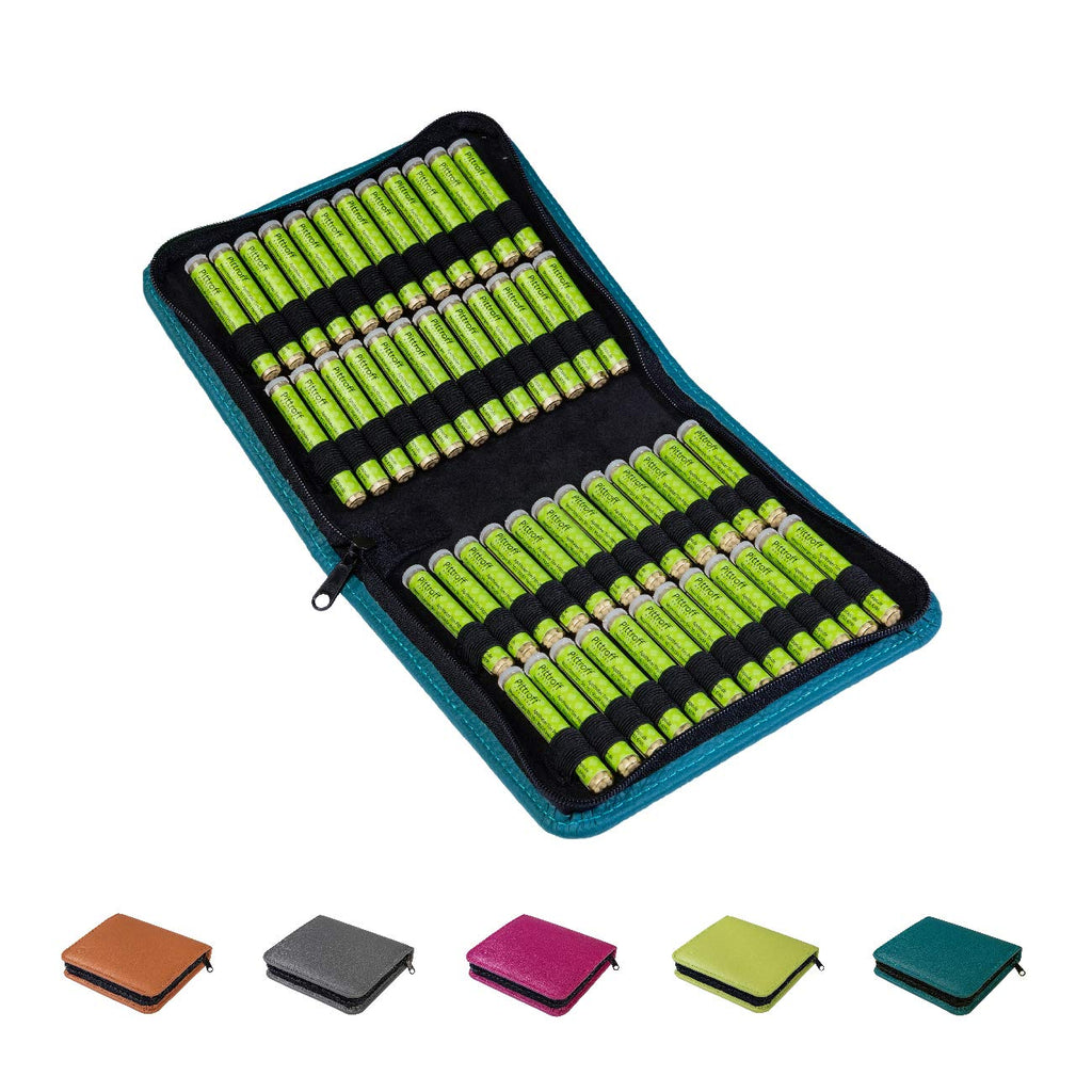 Homöopathische Taschenapotheke, Globuli-Tasche zum Buch Quickfinder Homöopathie für Kinder (GU) von Dr. Markus Wiesenauer, gefüllt mit 48 Globuli-Röhrchen (Glas), aus echtem Leder (atlantik-blau)